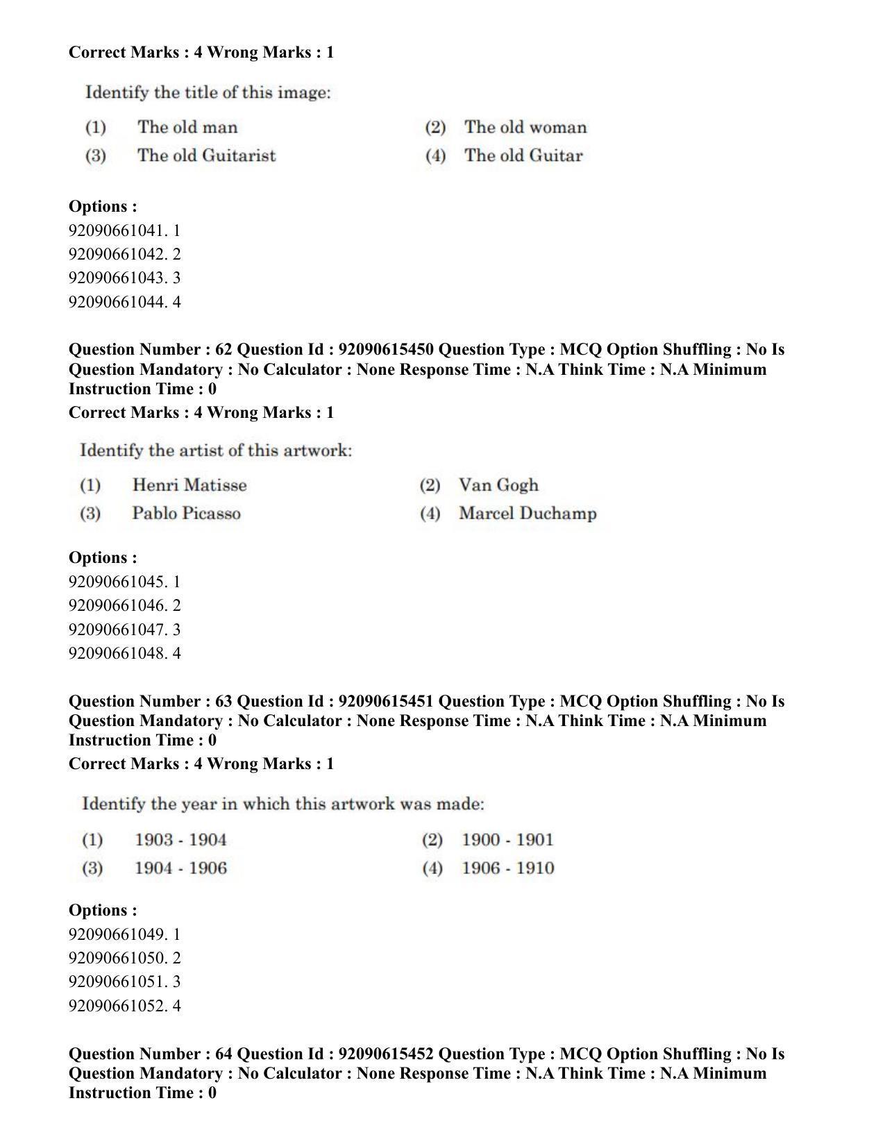 CUET PG 2023: HUQP07 – Fine Arts(Eng)-Shift 3 (12-06-2023) Question Paper - Page 54
