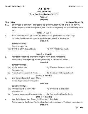 Bilaspur University Question Paper 2021-2022:B. Sc. Part-III (Three)  Geology Paper 1 
