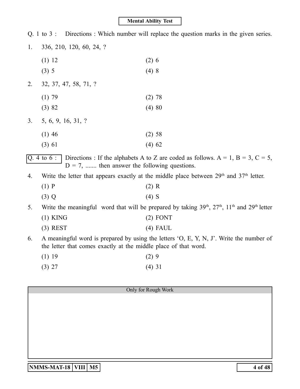 MAT ENGLISH 2018-19 Class 8 Maharashtra NMMS Question Papers - Page 4
