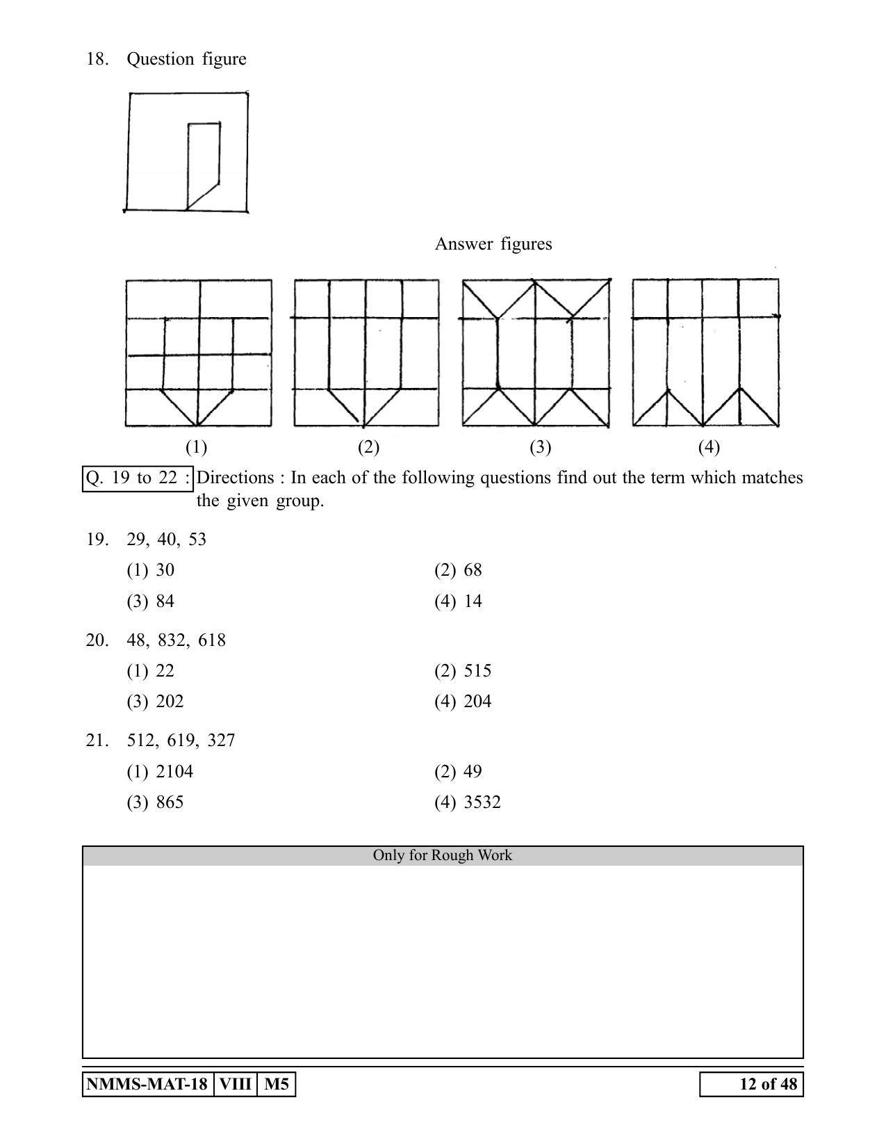 MAT ENGLISH 2018-19 Class 8 Maharashtra NMMS Question Papers - Page 12