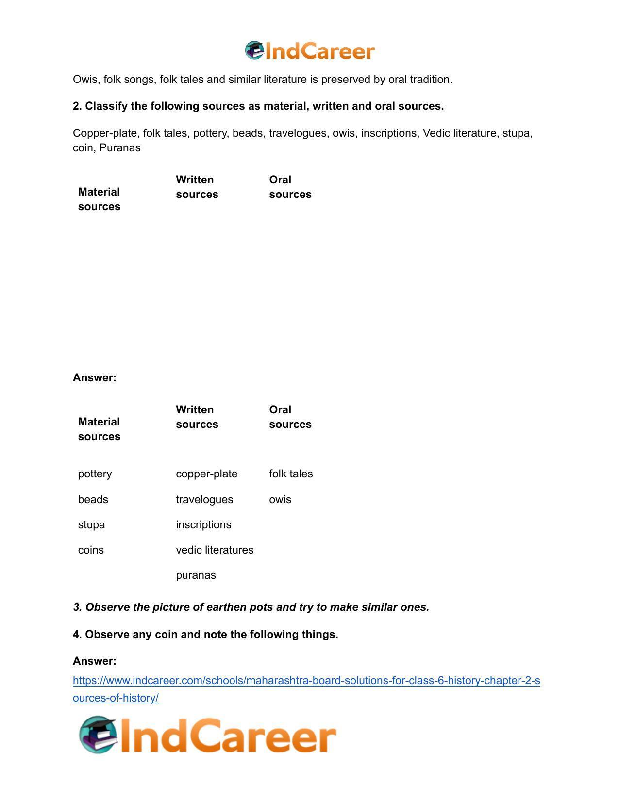 Maharashtra Board Solutions for Class 6- History: Chapter 2- Sources of History - Page 3