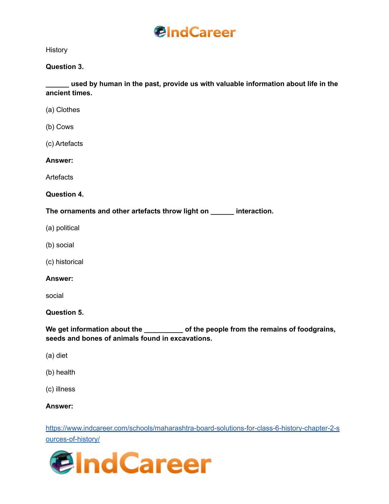 Maharashtra Board Solutions for Class 6- History: Chapter 2- Sources of History - Page 5