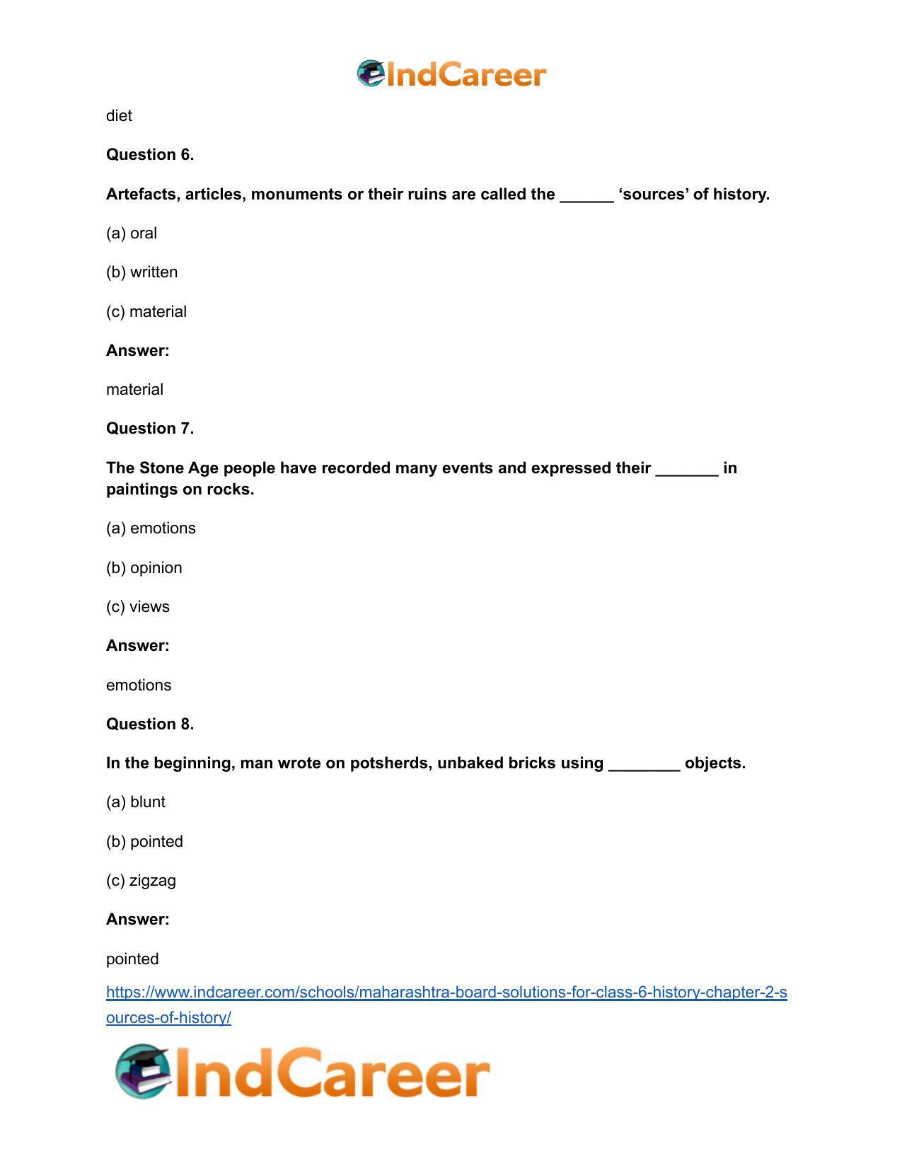 Maharashtra Board Solutions for Class 6- History: Chapter 2- Sources of History - Page 6