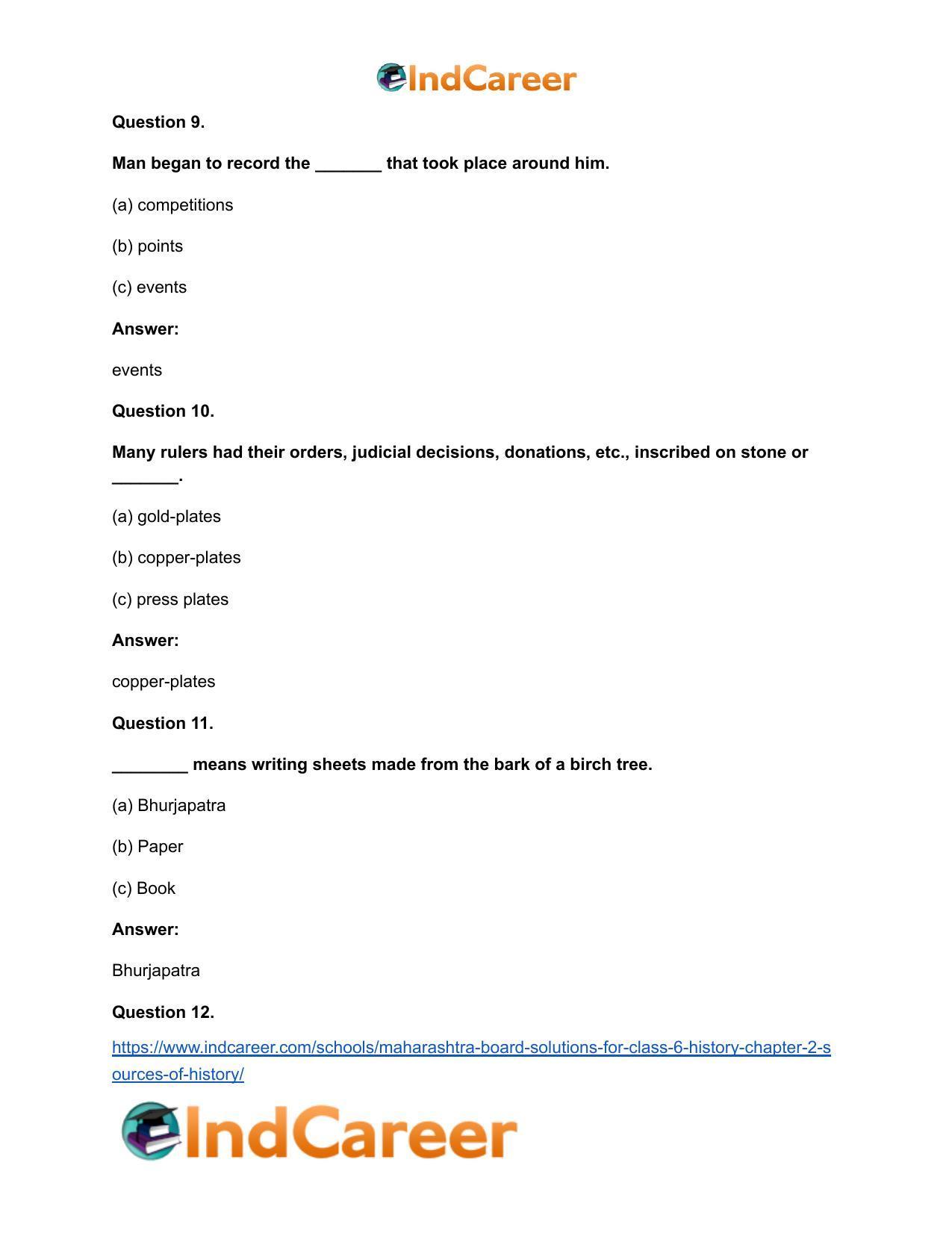 Maharashtra Board Solutions for Class 6- History: Chapter 2- Sources of History - Page 7
