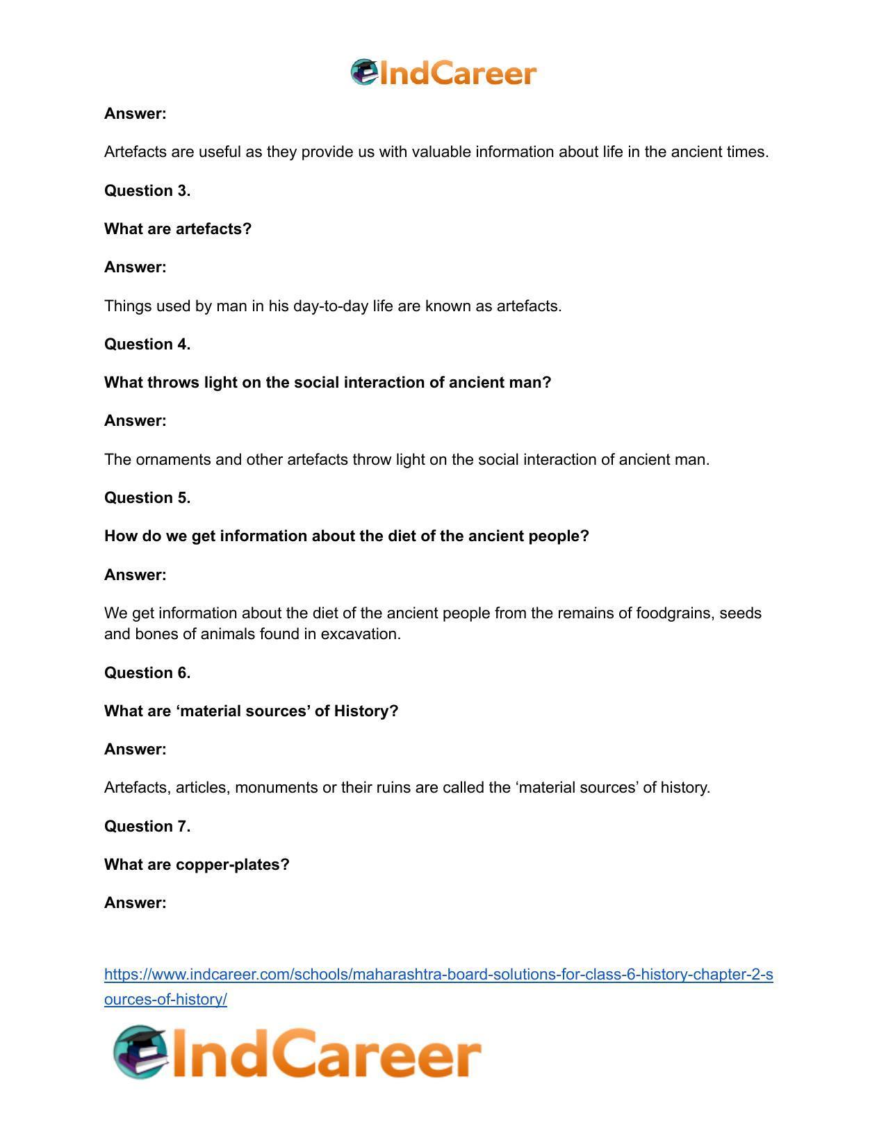 Maharashtra Board Solutions for Class 6- History: Chapter 2- Sources of History - Page 10