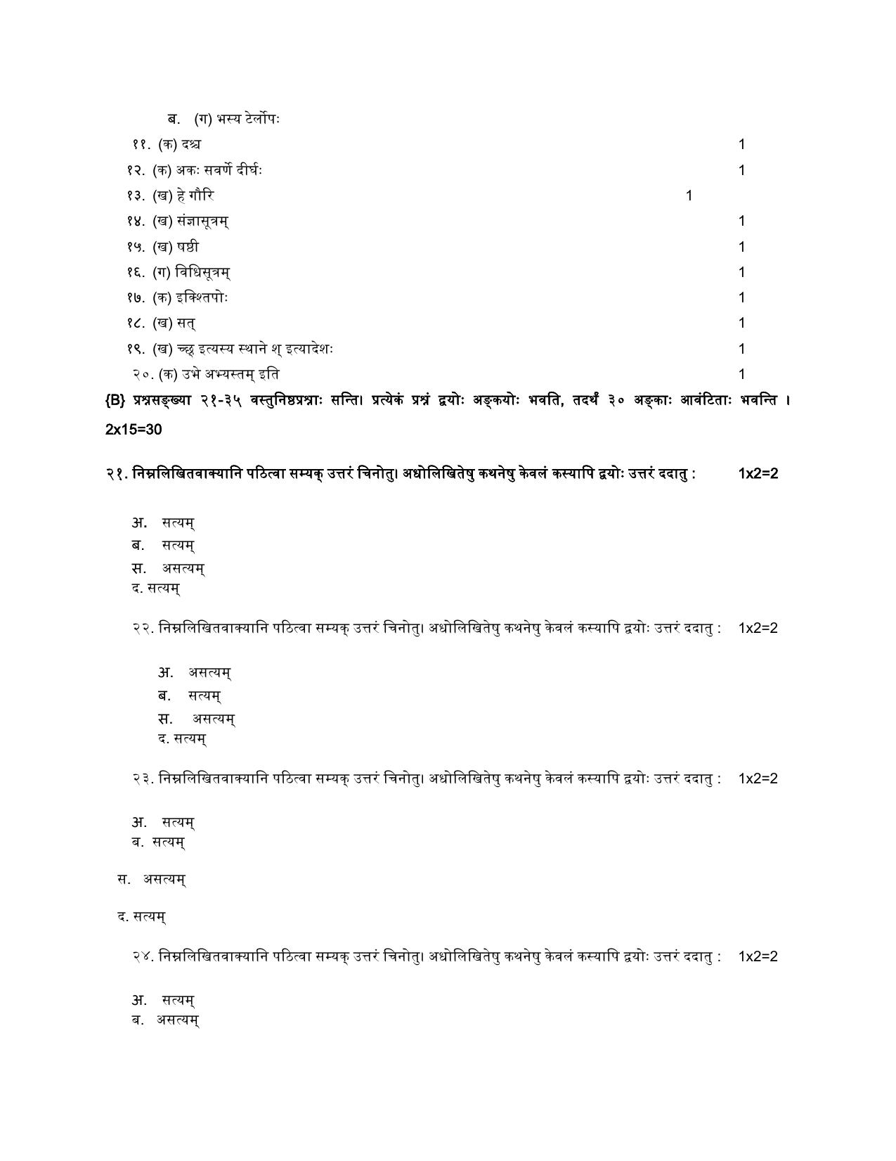 NIOS Class 10 Sanskrit Vyakarana (246) Sample Paper - Page 10