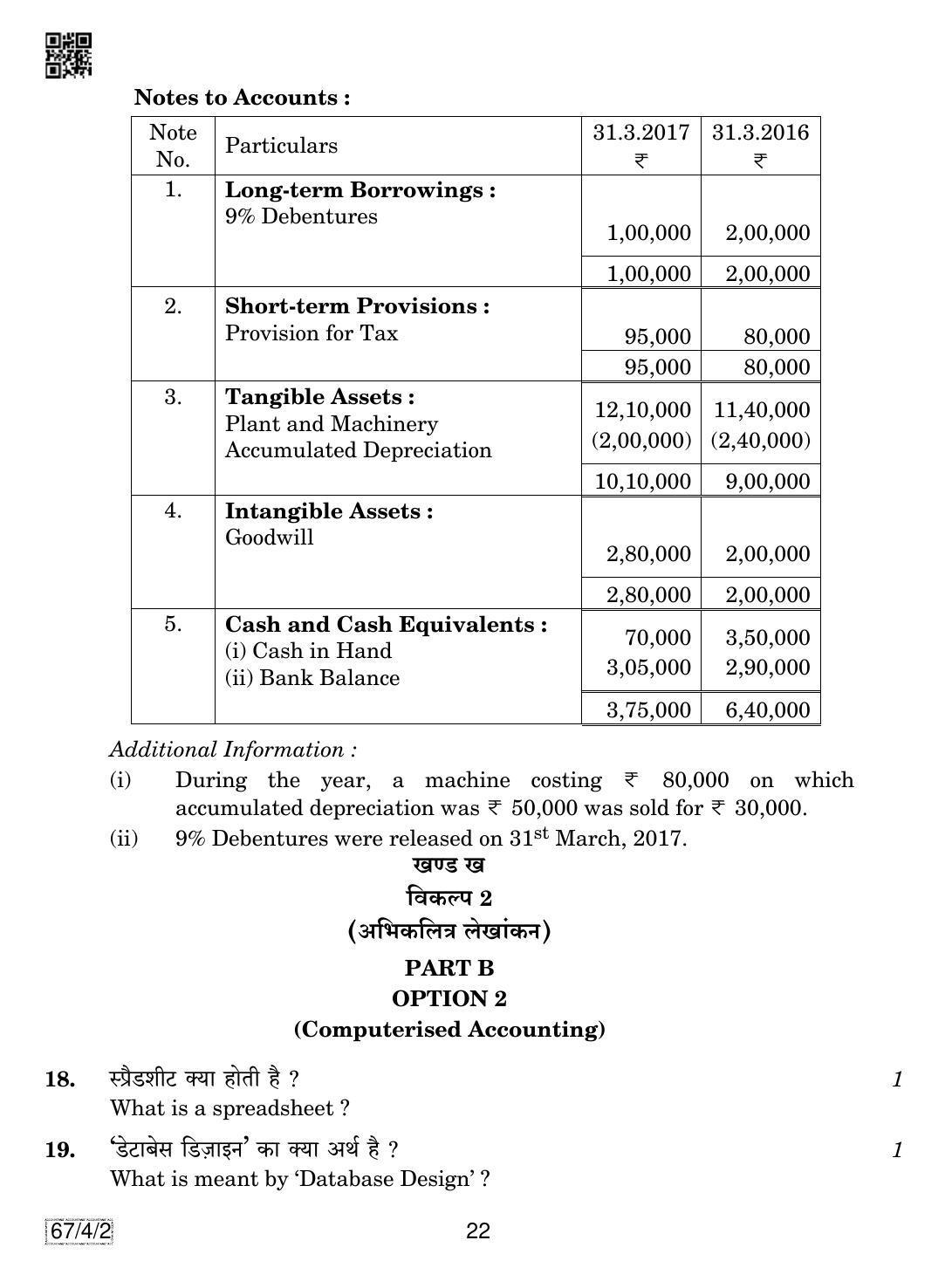 CBSE Class 12 67-4-2 Accountancy 2019 Question Paper - Page 22