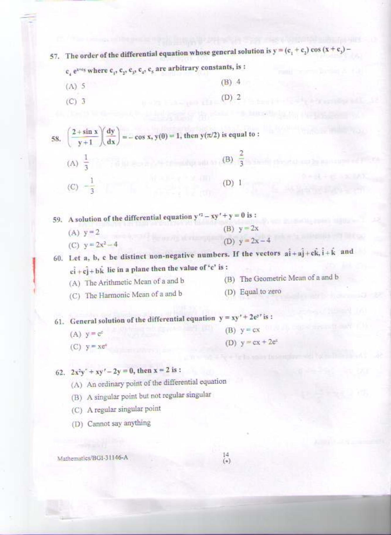 PU CET PG 2015: MSc (HS)(Mathematics) Question Paper - Page 13