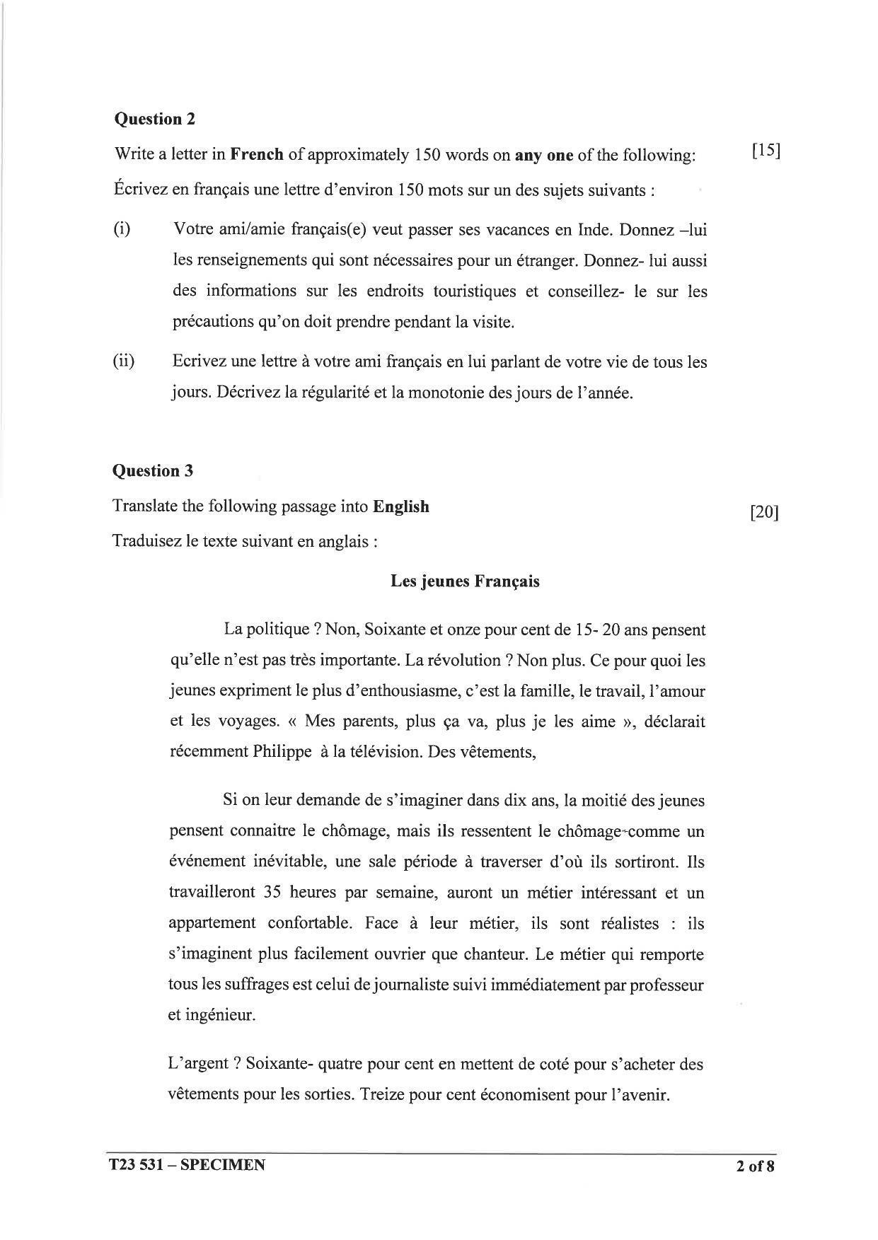 ICSE Class 10 French (Group 3) Sample Paper 2023 - Page 2