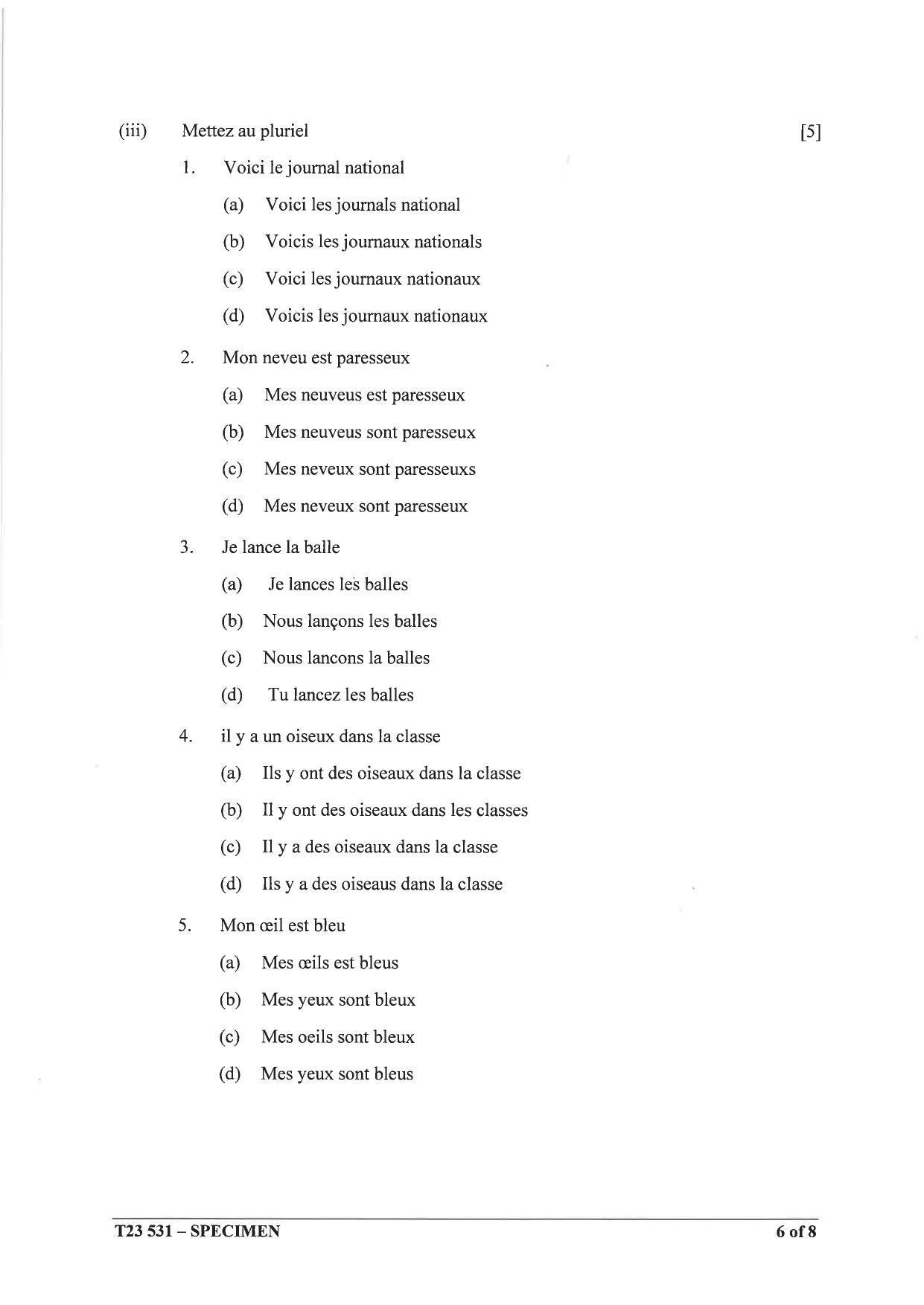 ICSE Class 10 French (Group 3) Sample Paper 2023 - Page 6