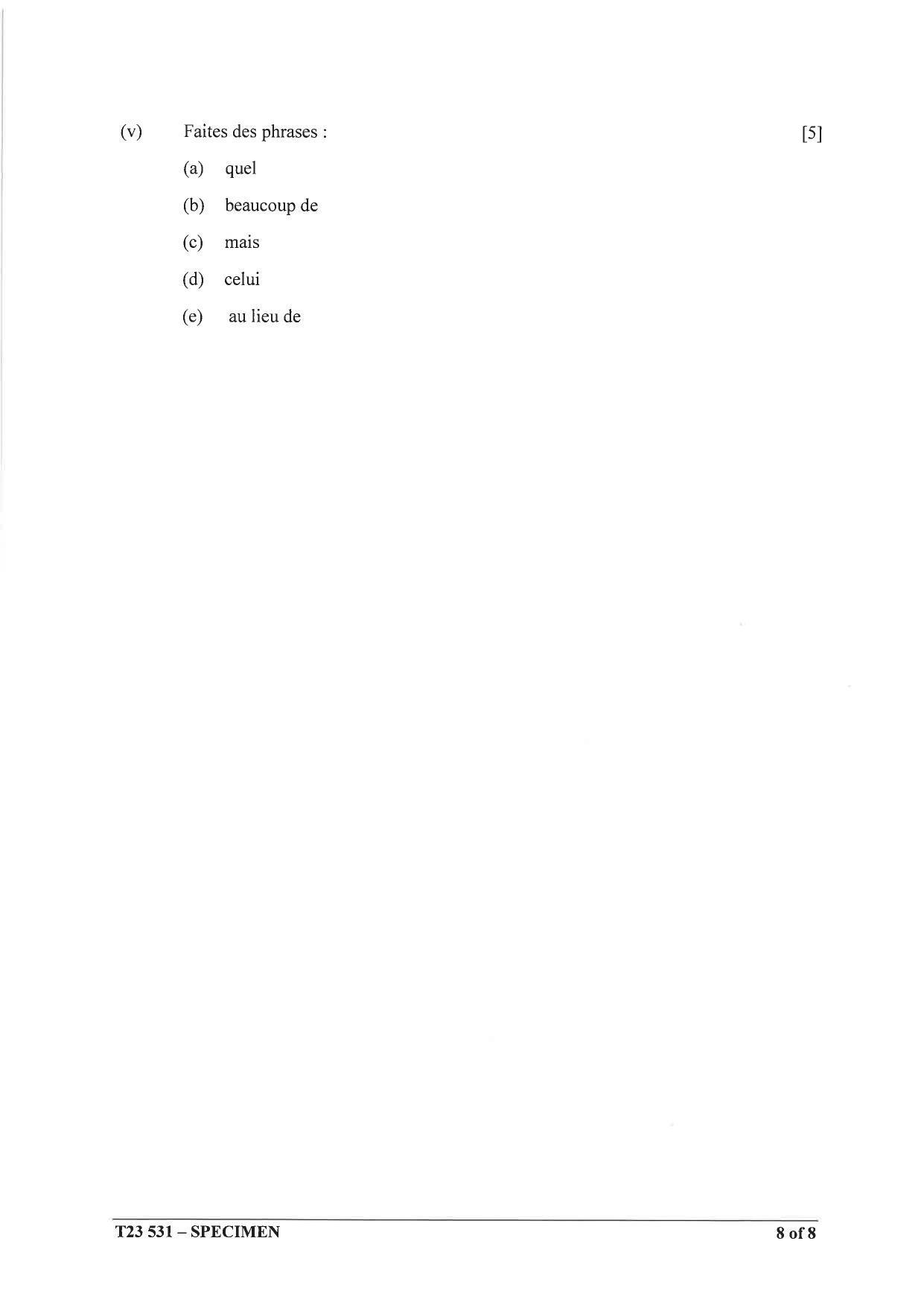 ICSE Class 10 French (Group 3) Sample Paper 2023 - Page 8