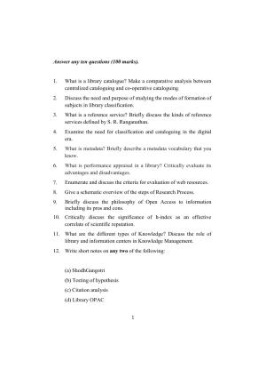 ISI Admission Test JRF in Library and Information Science LIB 2022 Sample Paper