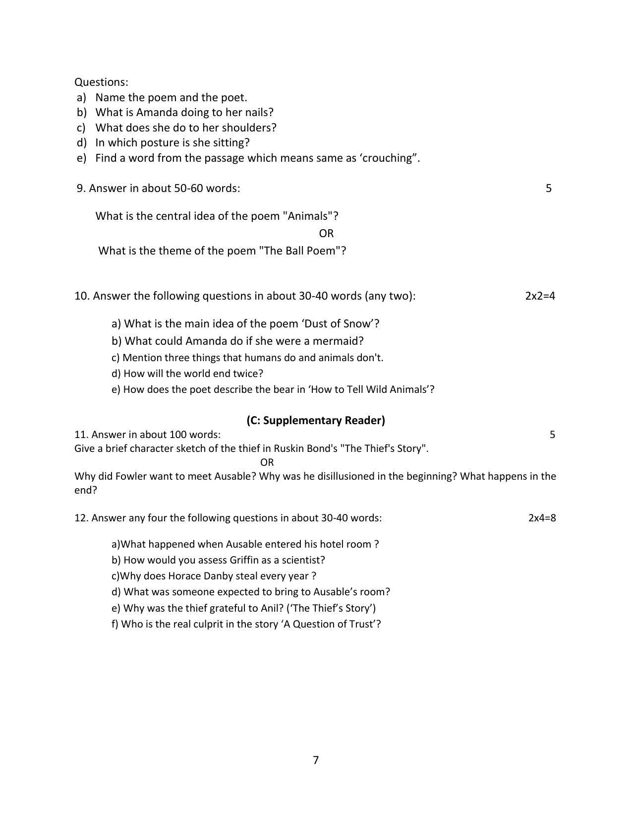 Haryana Board Class 10 English Code B Sample Papers - Page 7