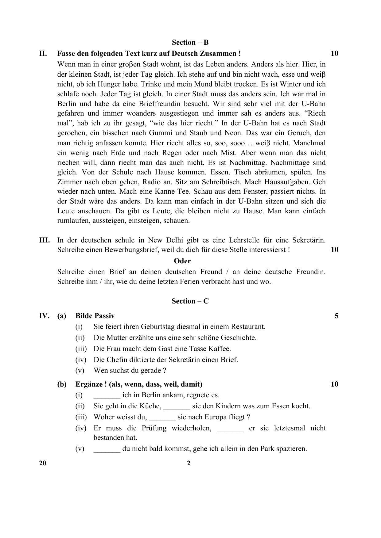 CBSE Class 12 20-German 2017-comptt Question Paper - Page 2