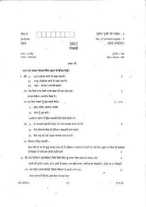 UBSE Class 10 Punjabi 2022 Question Paper