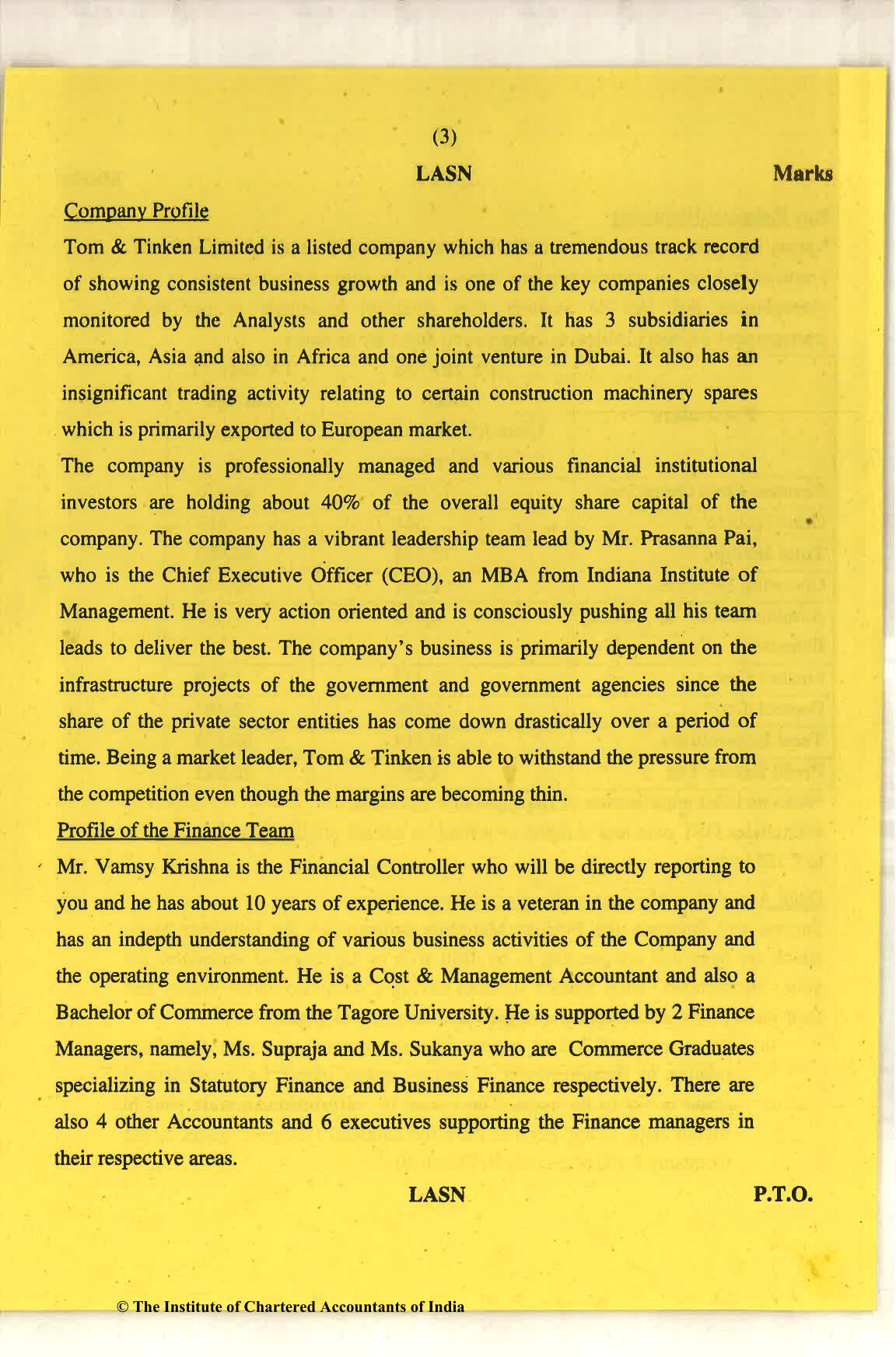 CA Final Nov 2018 Question Paper - Paper 6F – Multidisciplinary Case Study - Page 3