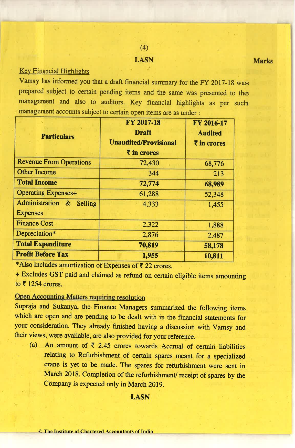 CA Final Nov 2018 Question Paper - Paper 6F – Multidisciplinary Case Study - Page 4