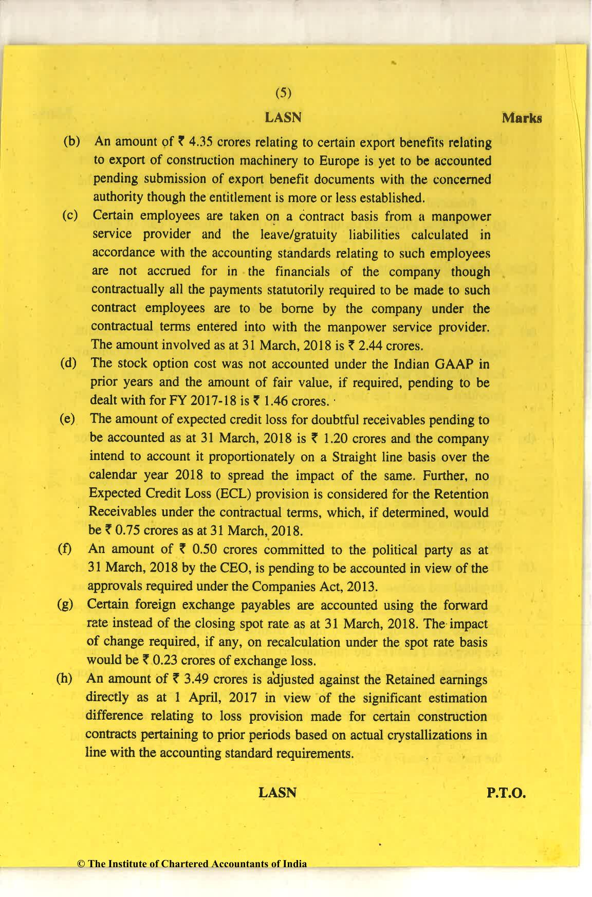 CA Final Nov 2018 Question Paper - Paper 6F – Multidisciplinary Case Study - Page 5
