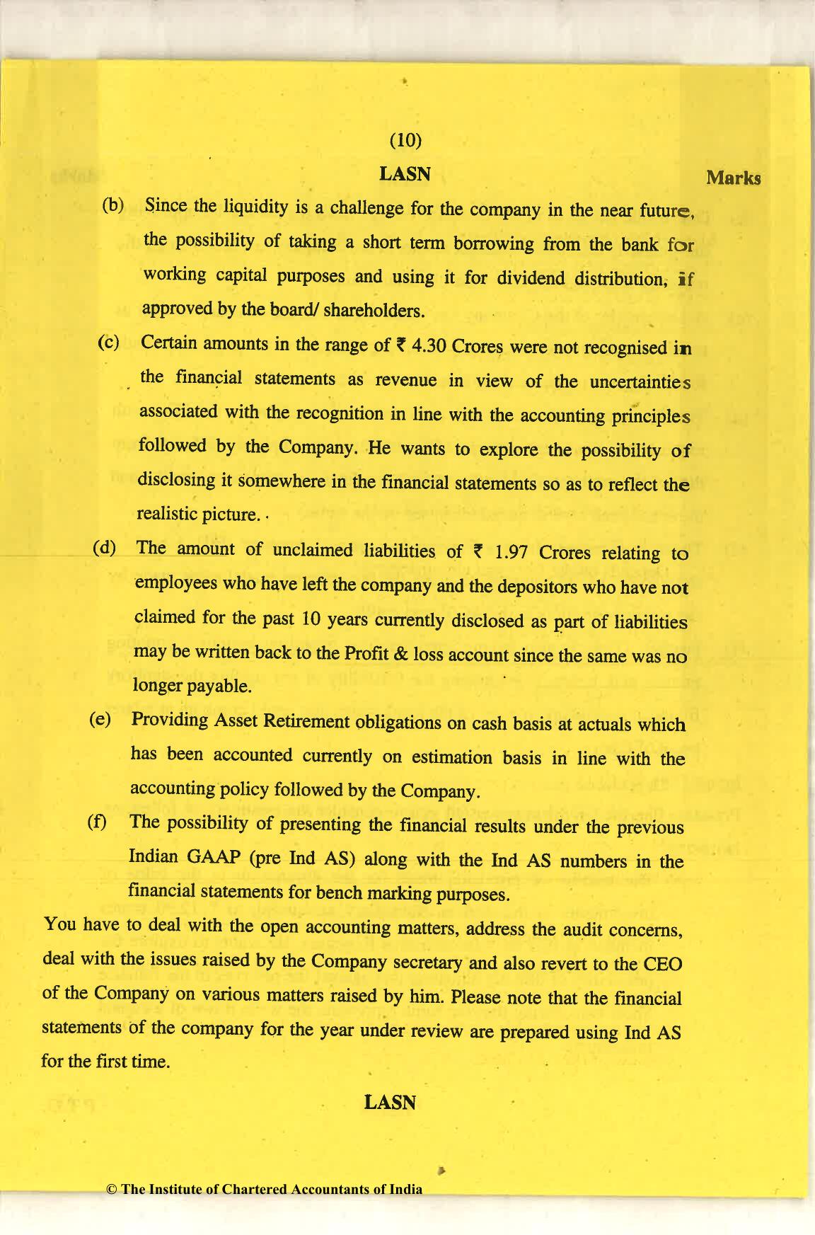 CA Final Nov 2018 Question Paper - Paper 6F – Multidisciplinary Case Study - Page 10
