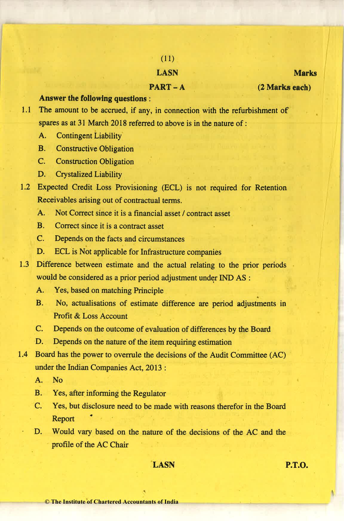 CA Final Nov 2018 Question Paper - Paper 6F – Multidisciplinary Case Study - Page 11