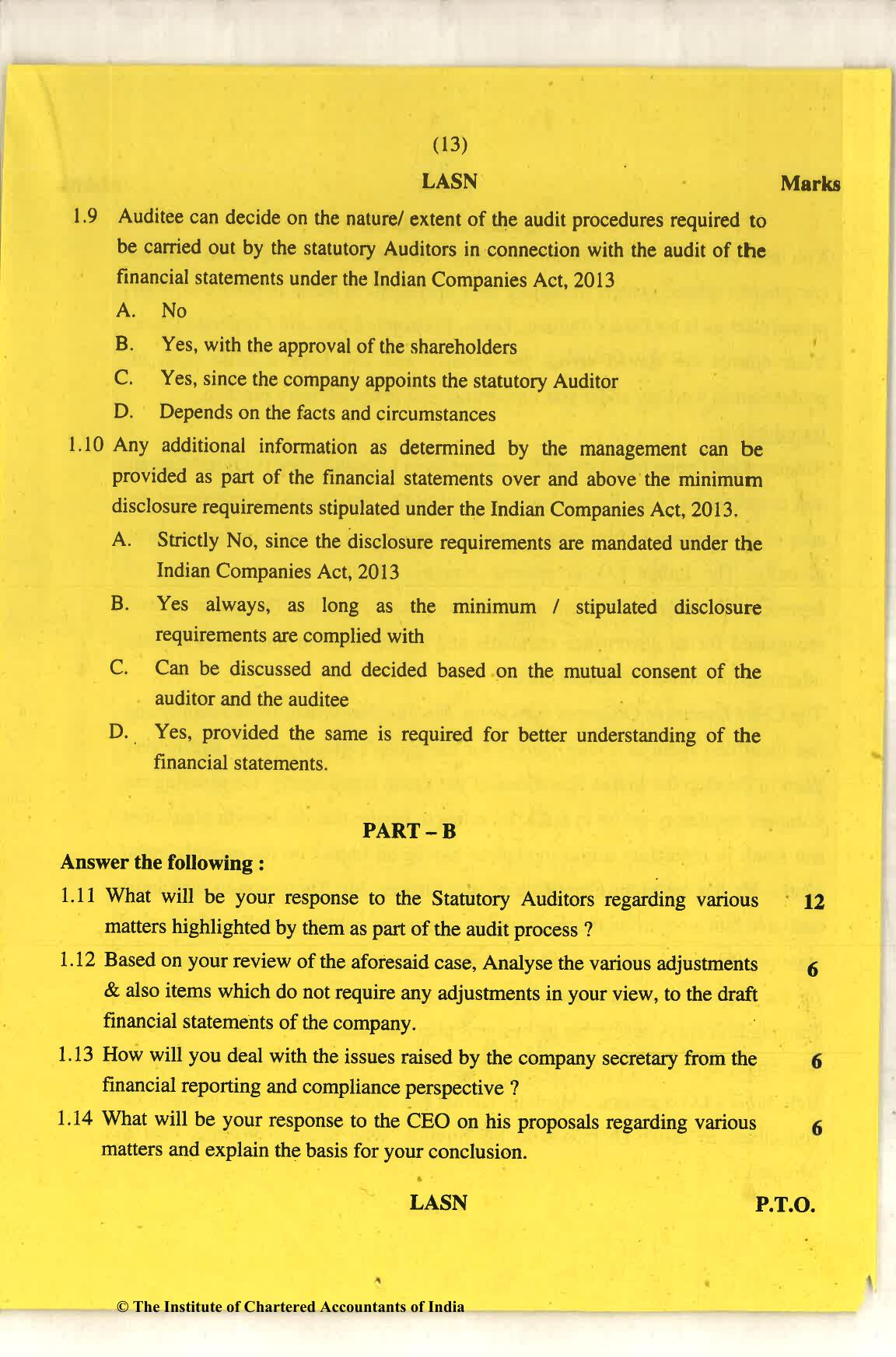 CA Final Nov 2018 Question Paper - Paper 6F – Multidisciplinary Case Study - Page 13