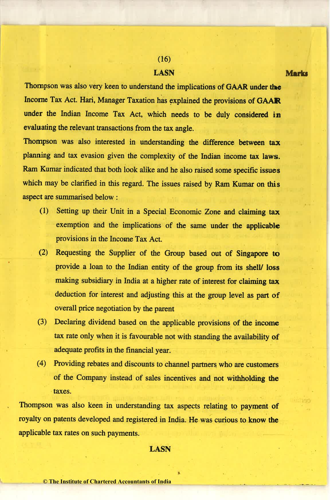 CA Final Nov 2018 Question Paper - Paper 6F – Multidisciplinary Case Study - Page 16