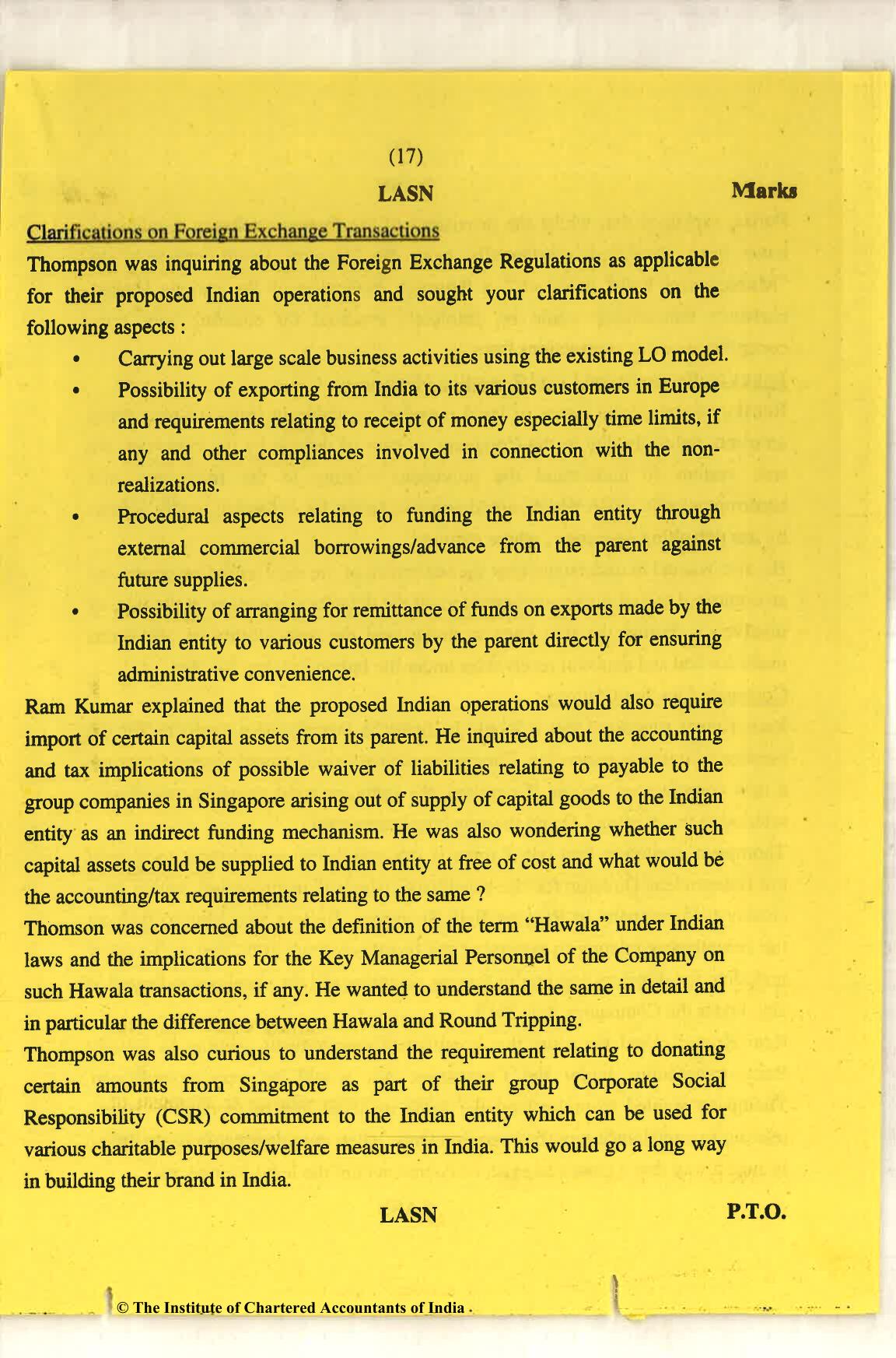 CA Final Nov 2018 Question Paper - Paper 6F – Multidisciplinary Case Study - Page 17