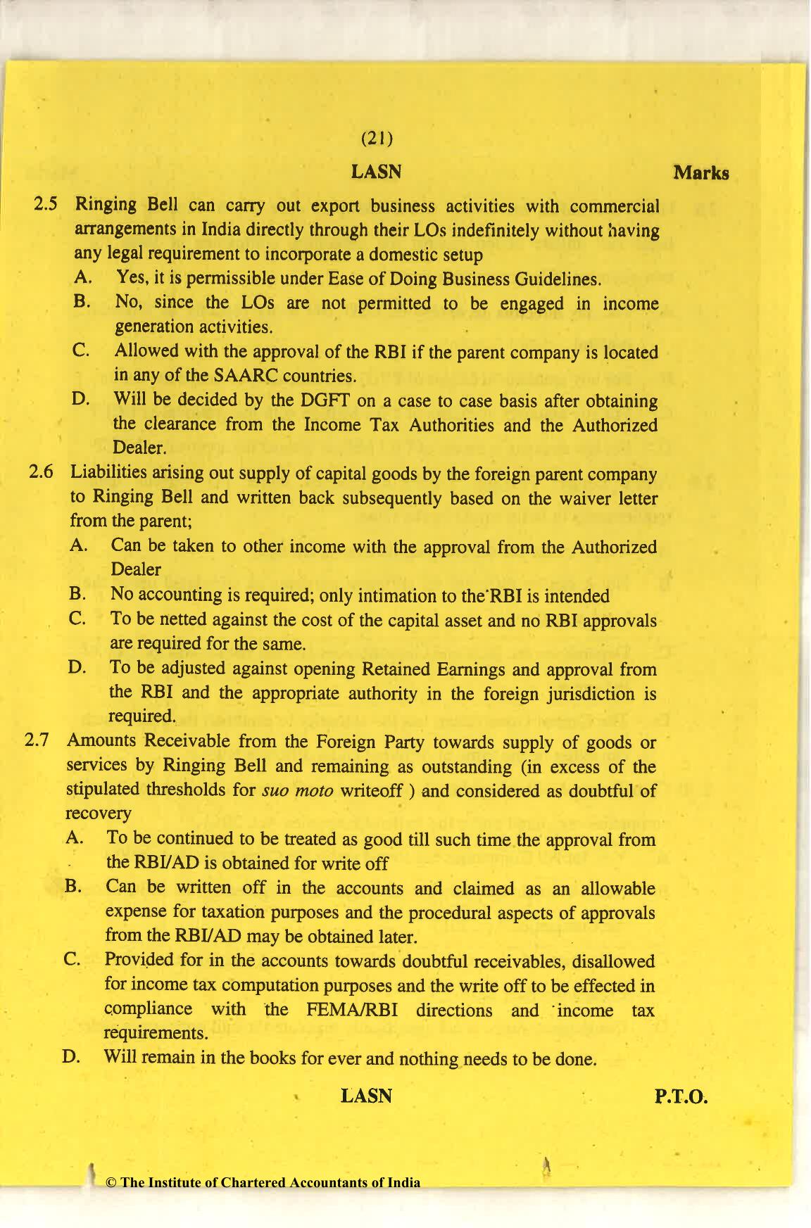 CA Final Nov 2018 Question Paper - Paper 6F – Multidisciplinary Case Study - Page 21