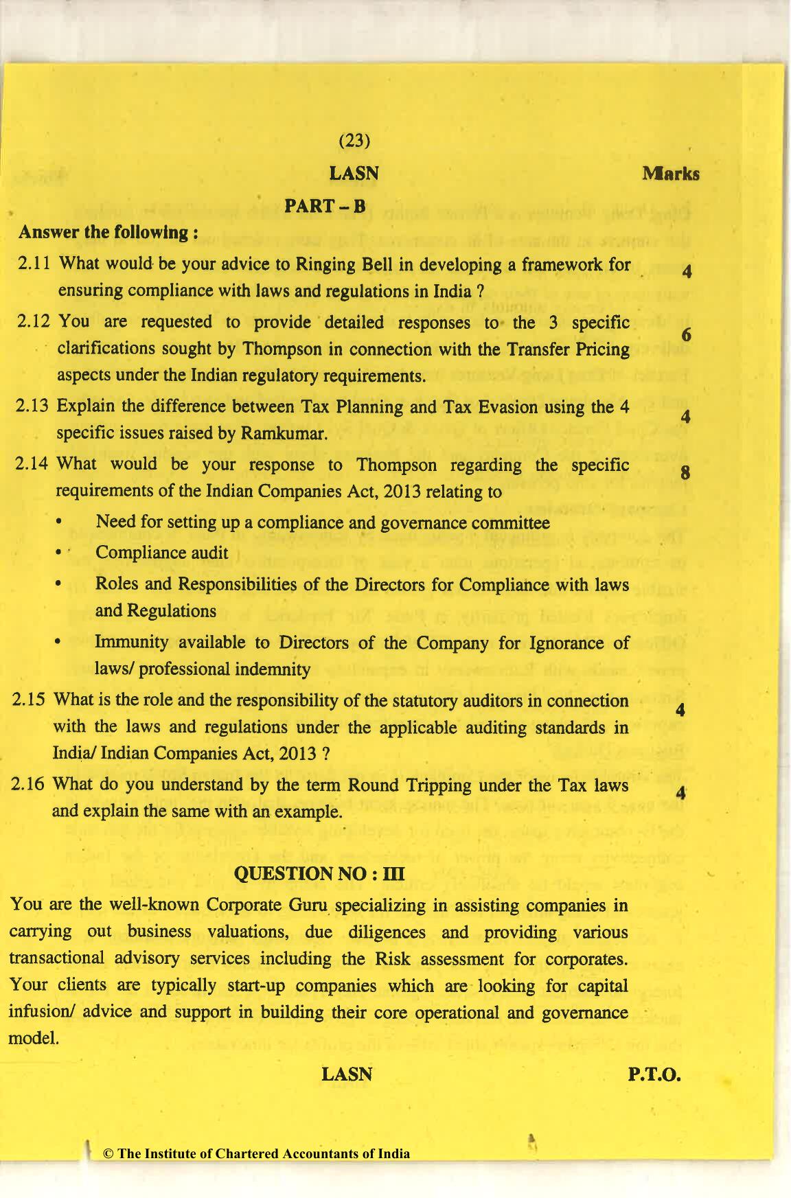 CA Final Nov 2018 Question Paper - Paper 6F – Multidisciplinary Case Study - Page 23
