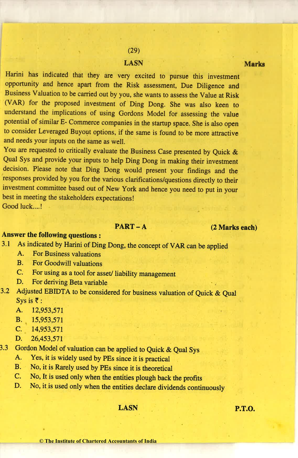 CA Final Nov 2018 Question Paper - Paper 6F – Multidisciplinary Case Study - Page 29