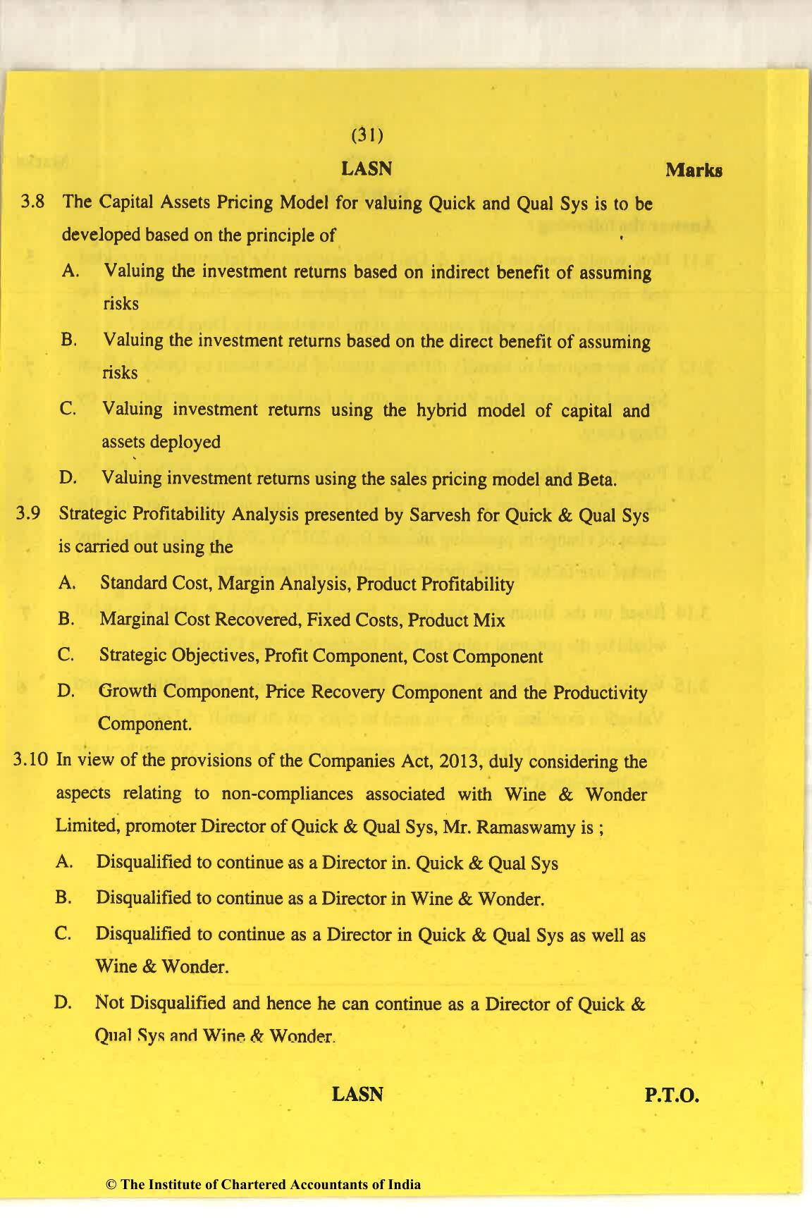CA Final Nov 2018 Question Paper - Paper 6F – Multidisciplinary Case Study - Page 31