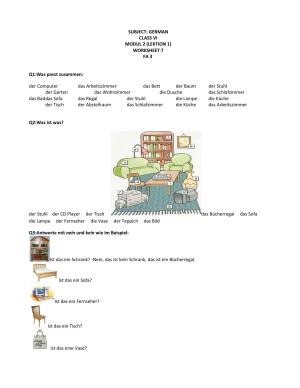 CBSE Worksheets for Class 6 German Assignment 8