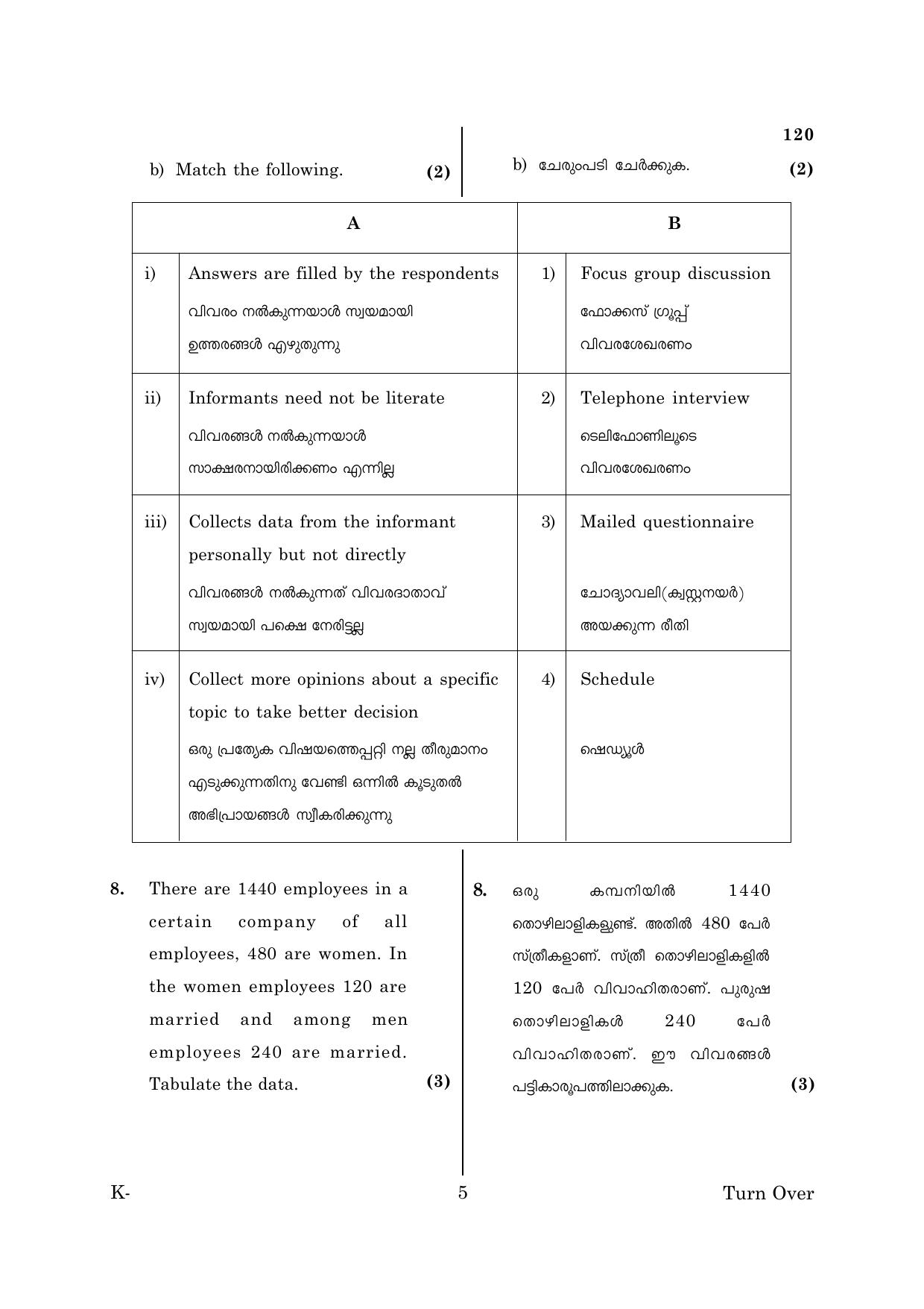 Kerala Plus One 2018  STATISTICS Question Papers - Page 5