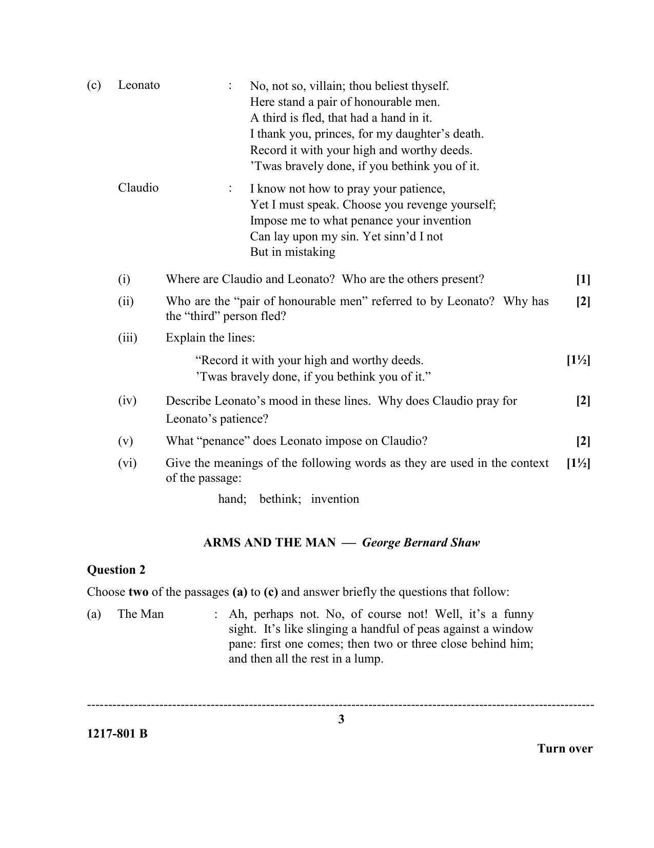 ISC Class 12 2017 English paper II  Question Paper - Page 3