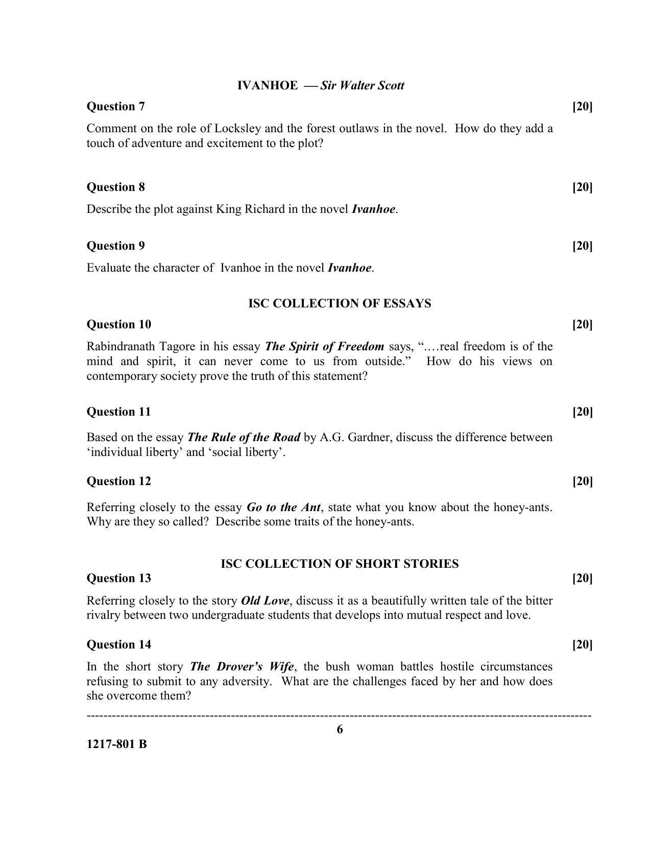ISC Class 12 2017 English paper II  Question Paper - Page 6