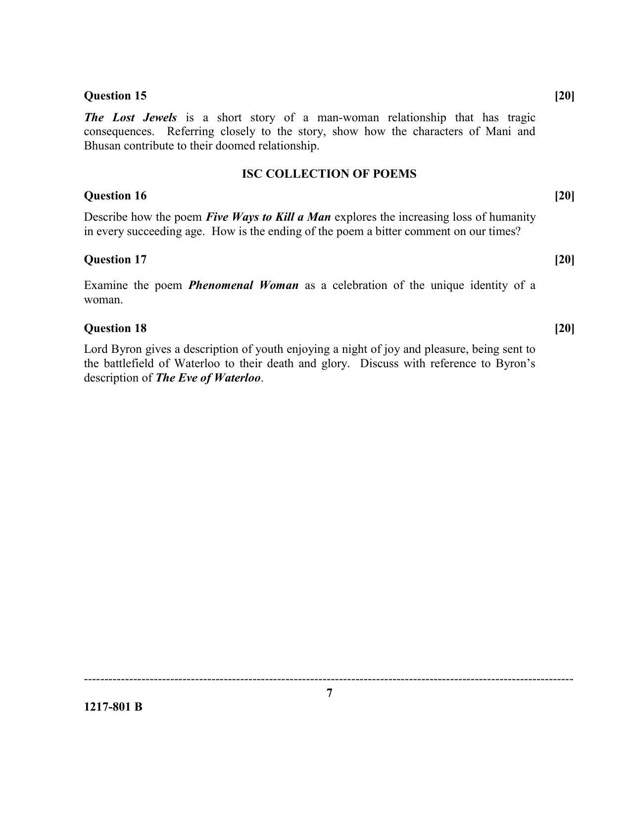 ISC Class 12 2017 English paper II  Question Paper - Page 7