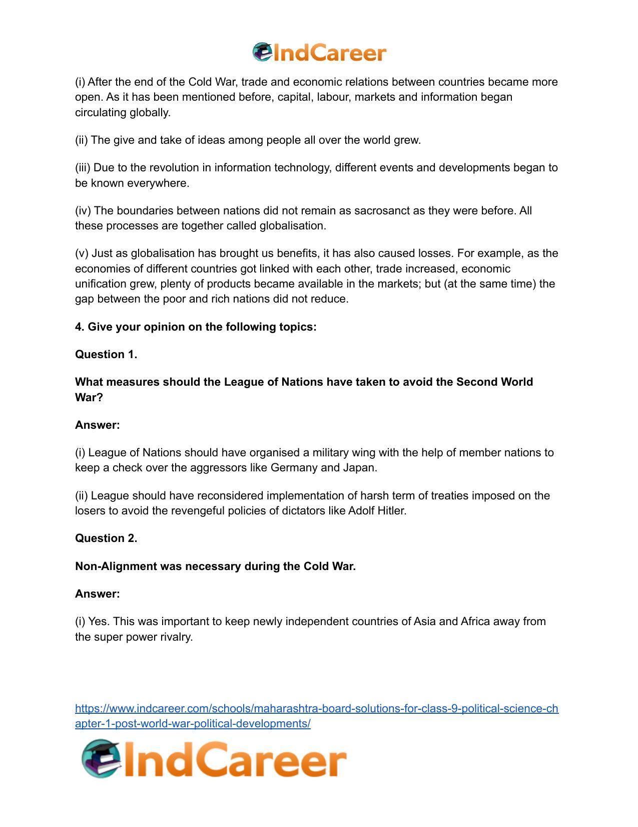 Maharashtra Board Solutions for Class 9- Political Science: Chapter 1- Post World War Political Developments - Page 7