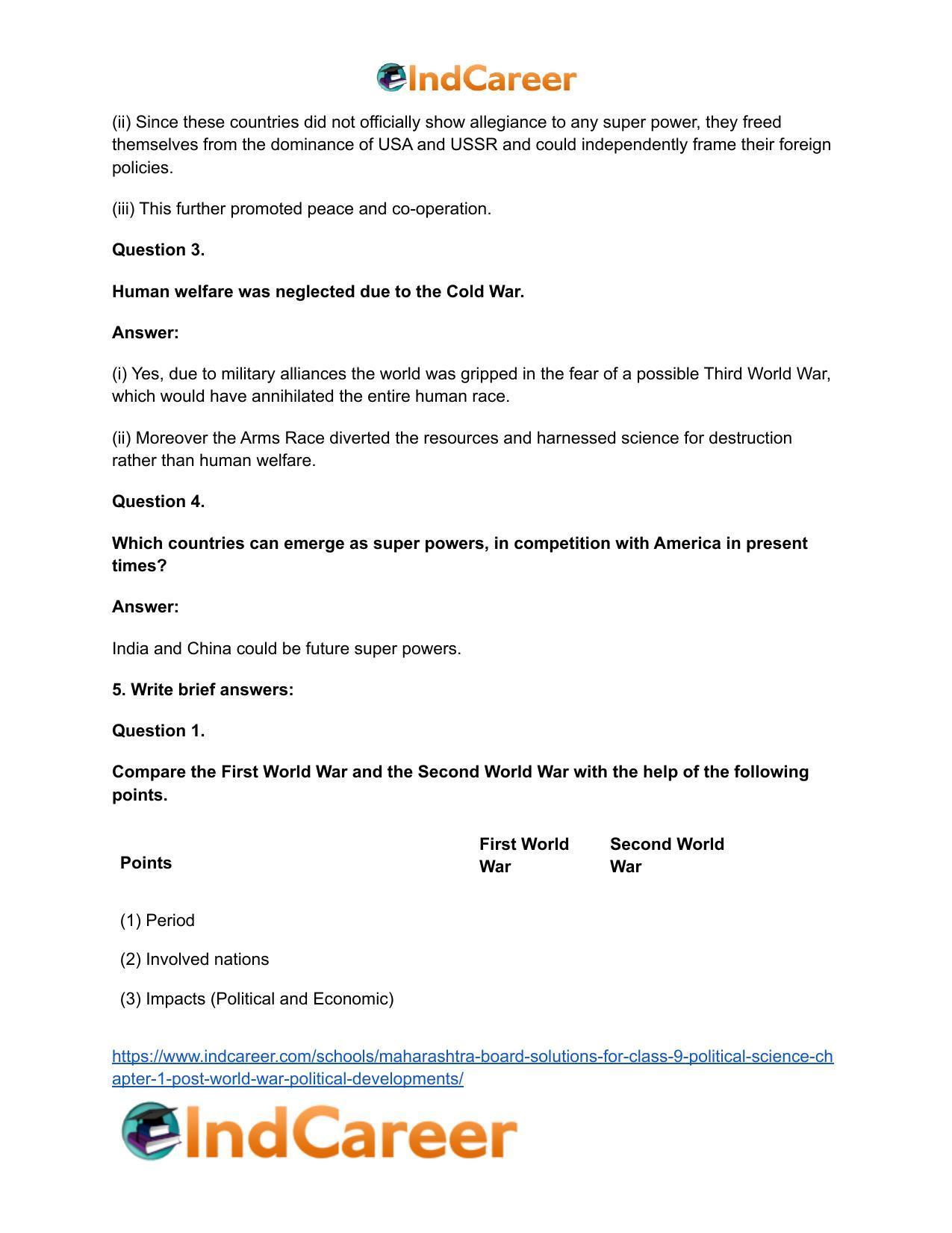 Maharashtra Board Solutions for Class 9- Political Science: Chapter 1- Post World War Political Developments - Page 8