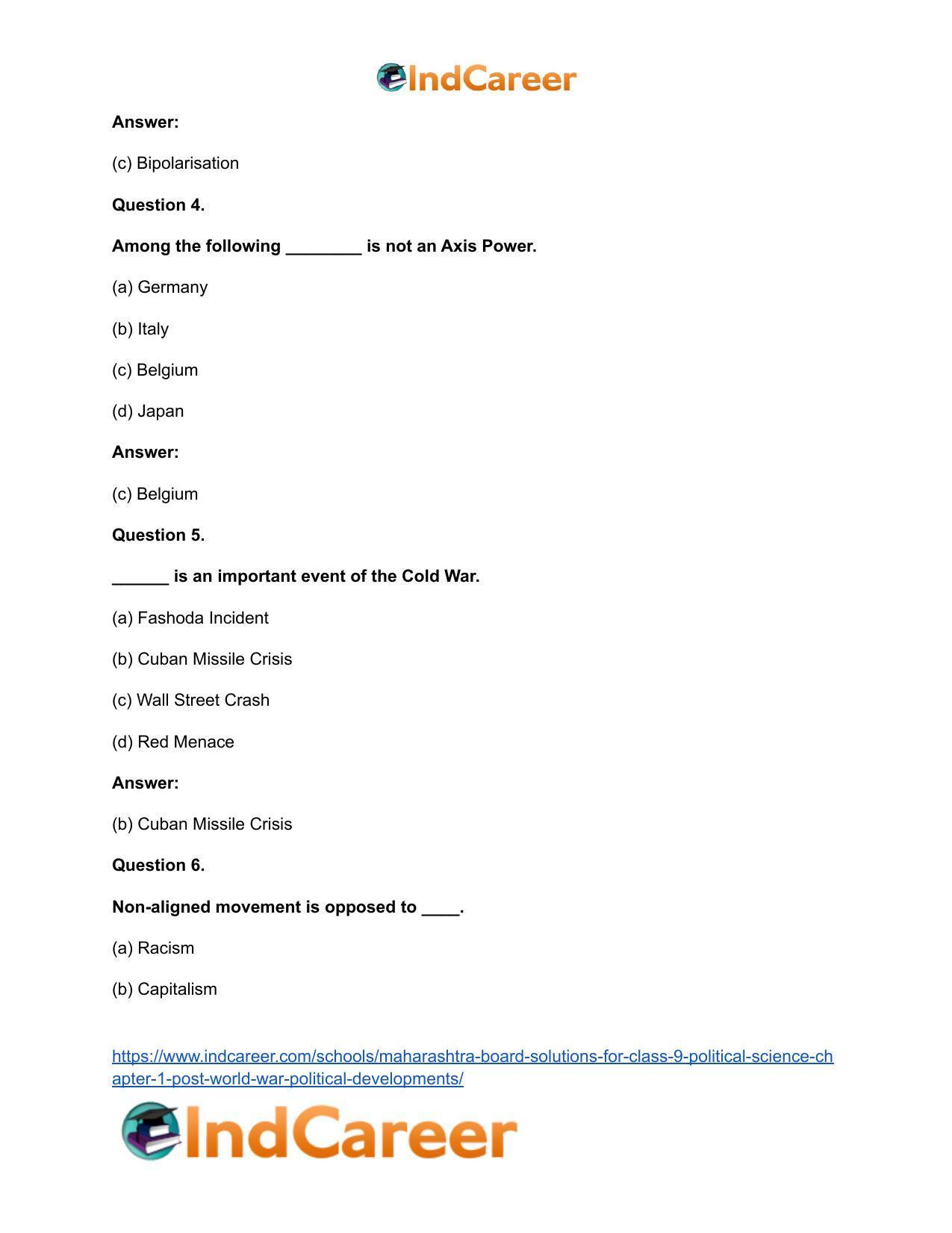 Maharashtra Board Solutions for Class 9- Political Science: Chapter 1- Post World War Political Developments - Page 12