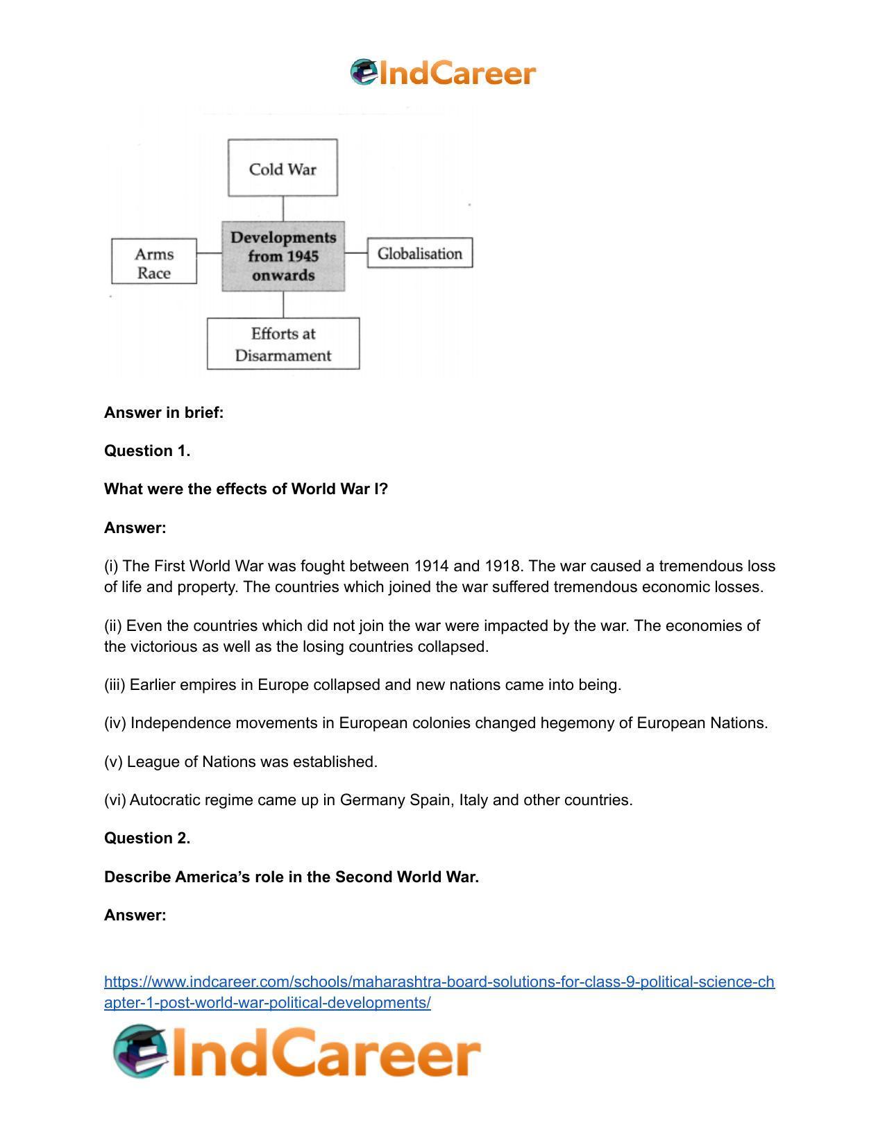 Maharashtra Board Solutions for Class 9- Political Science: Chapter 1- Post World War Political Developments - Page 19