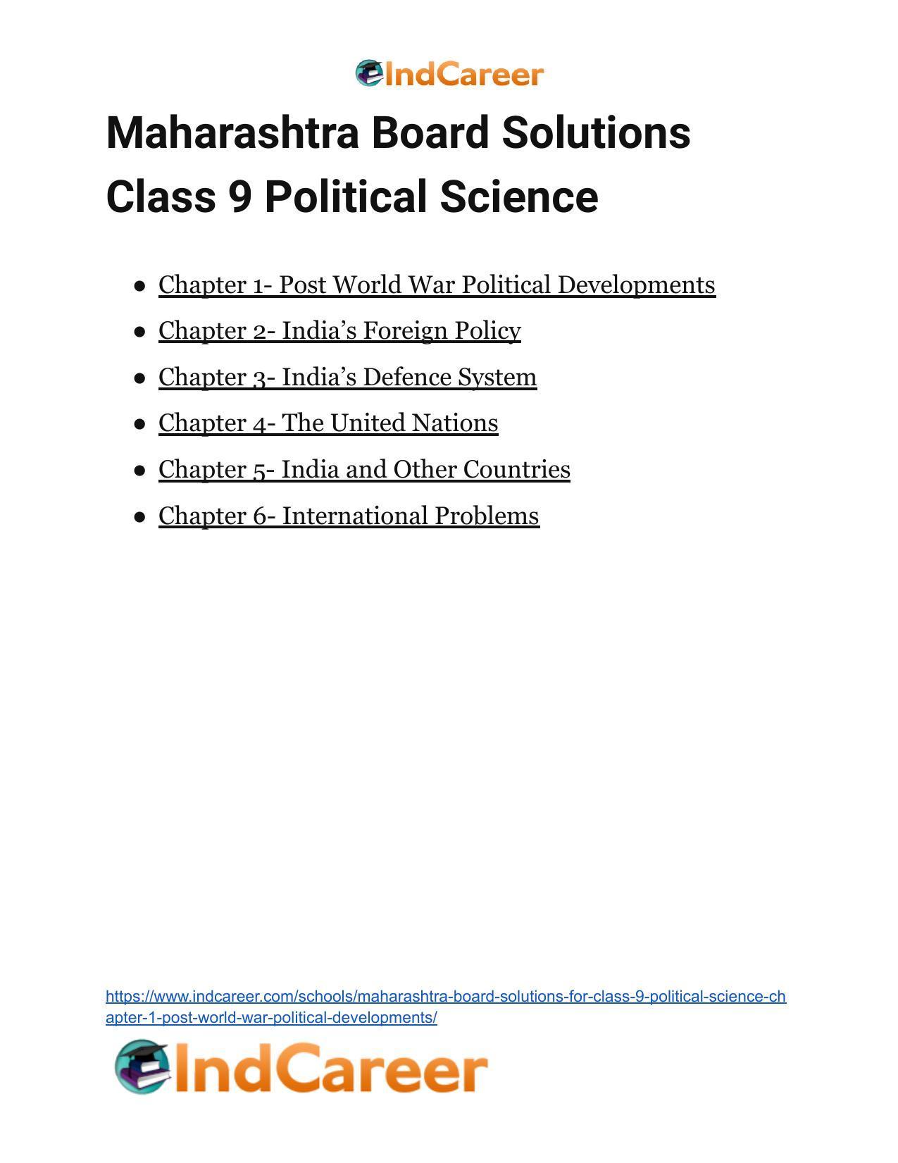 Maharashtra Board Solutions for Class 9- Political Science: Chapter 1- Post World War Political Developments - Page 22