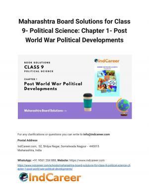 Maharashtra Board Solutions for Class 9- Political Science: Chapter 1- Post World War Political Developments