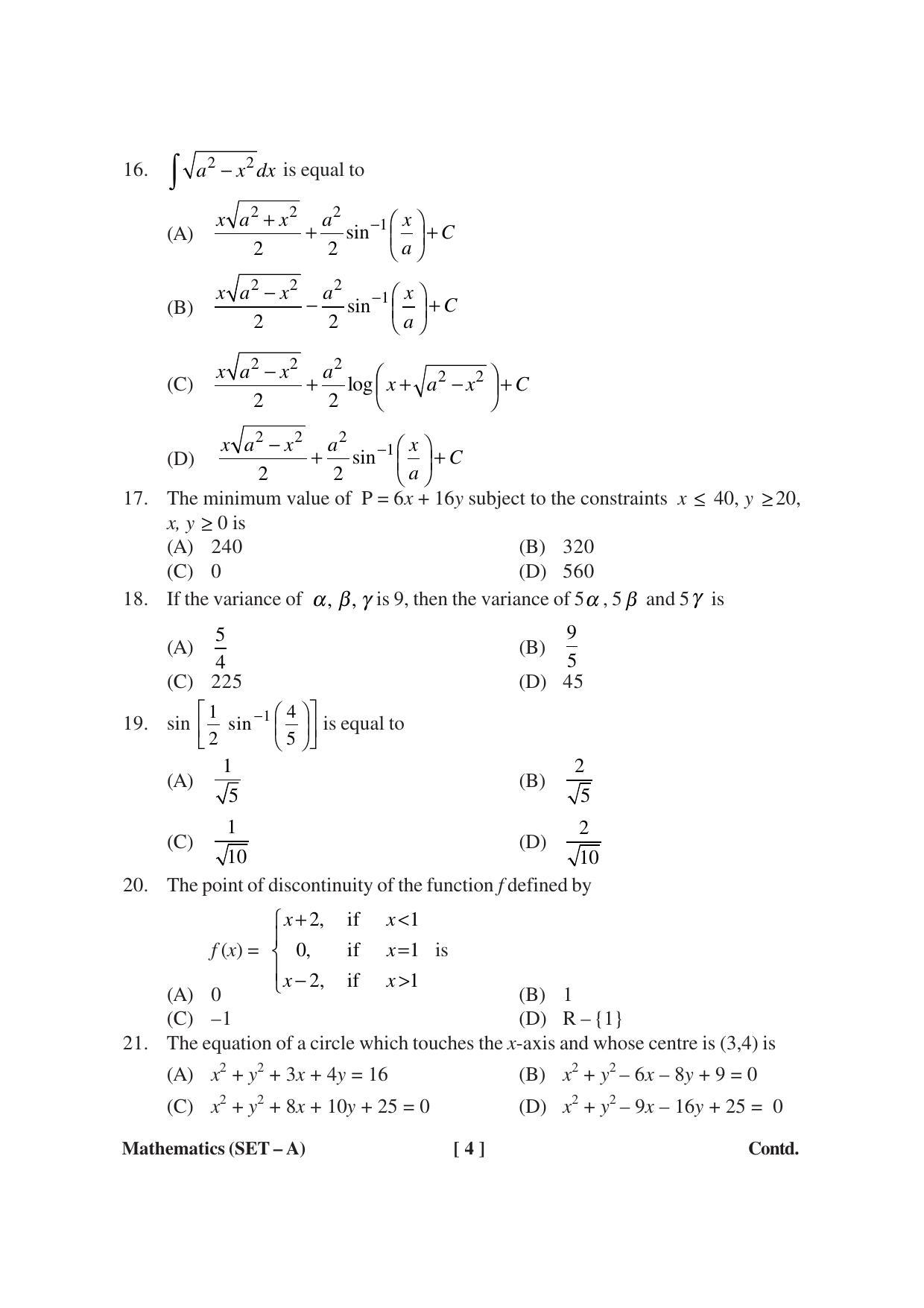 MBSE HSLC / Class 10 Maths Sample Paper - Page 4