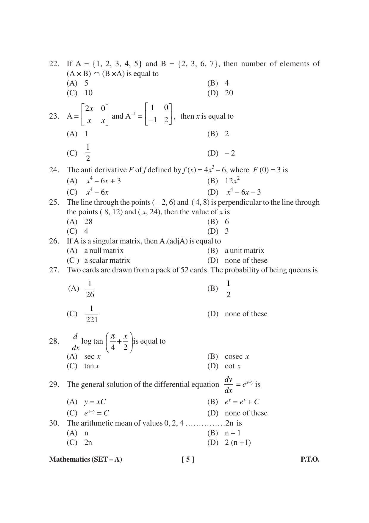 MBSE HSLC / Class 10 Maths Sample Paper - Page 5