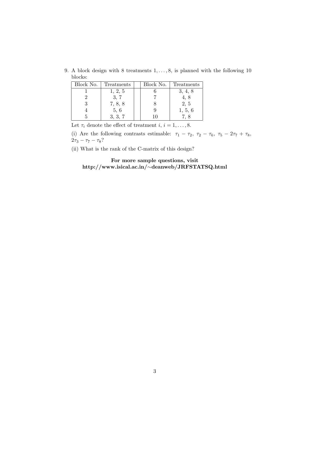 ISI Admission Test JRF in Statistics STB 2015 Sample Paper - Page 3