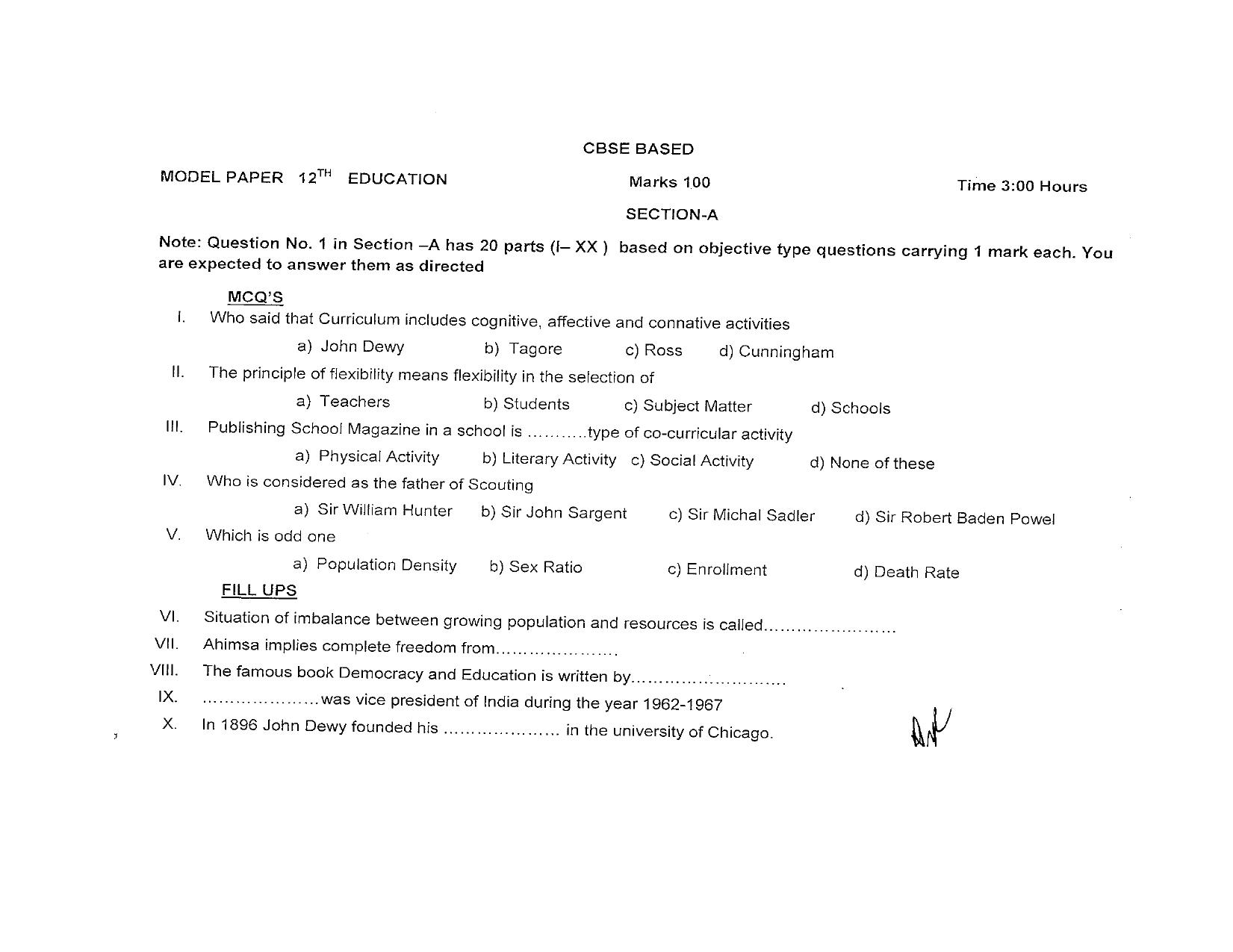 JKBOSE Class 12 Education Model Question Paper - Page 2