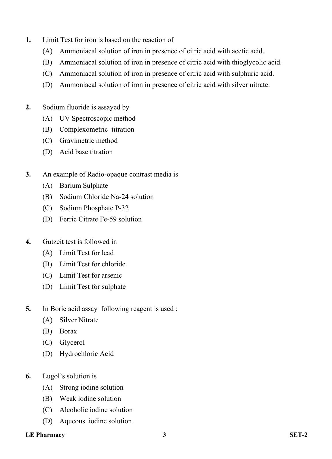 OJEE 2013 LE Pharm Set 2 Question Paper - Page 2
