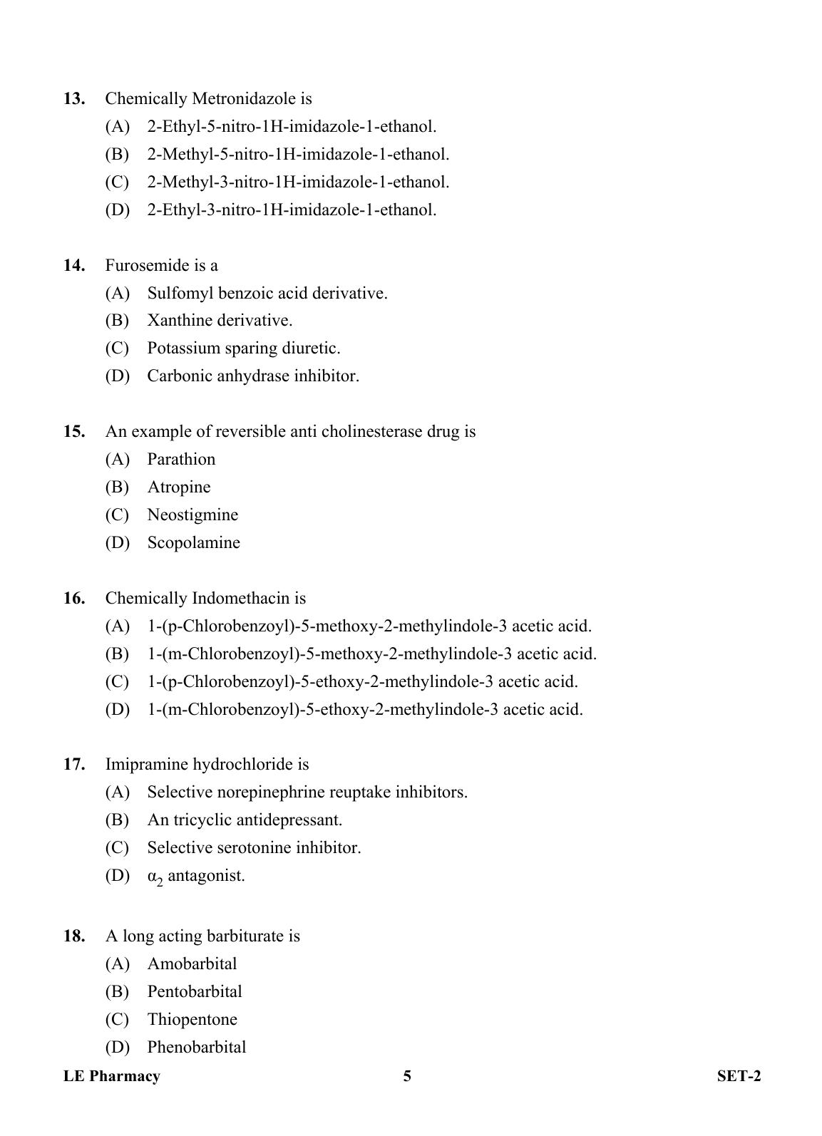 OJEE 2013 LE Pharm Set 2 Question Paper - Page 4