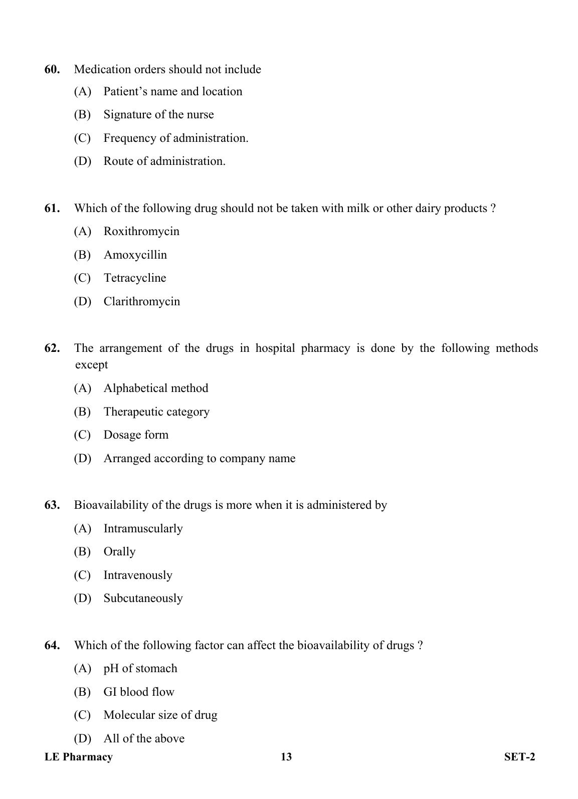 OJEE 2013 LE Pharm Set 2 Question Paper - Page 12