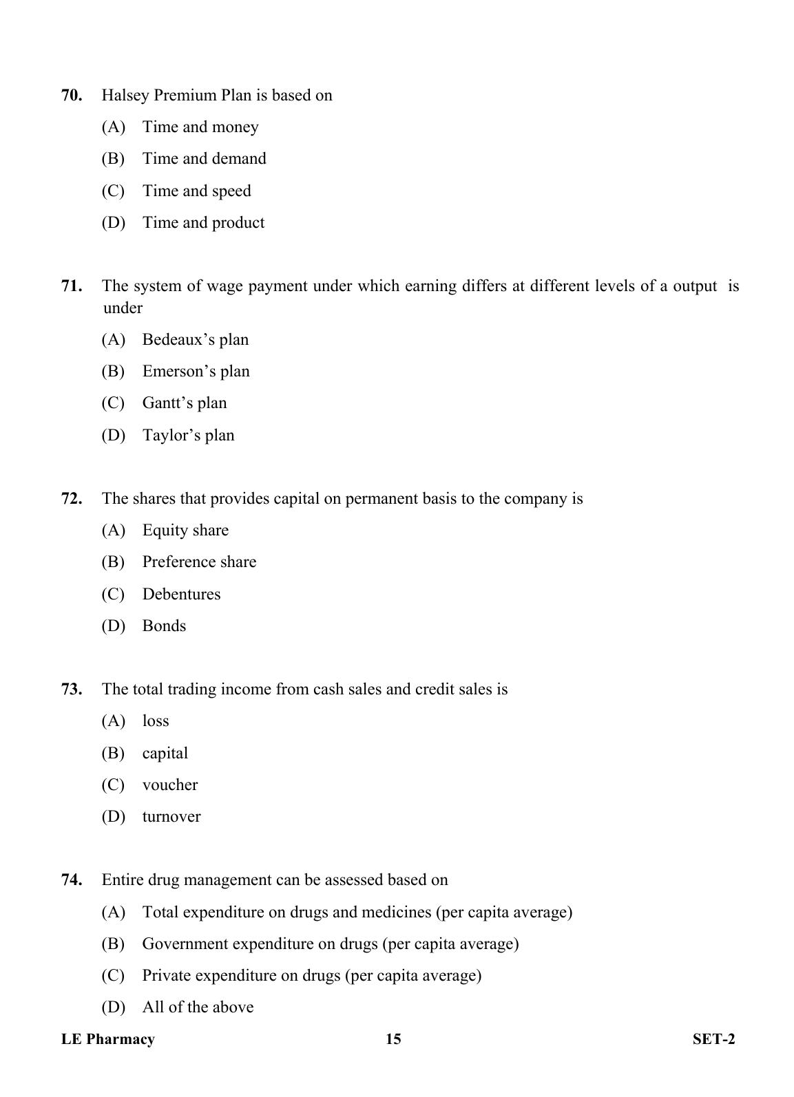 OJEE 2013 LE Pharm Set 2 Question Paper - Page 14